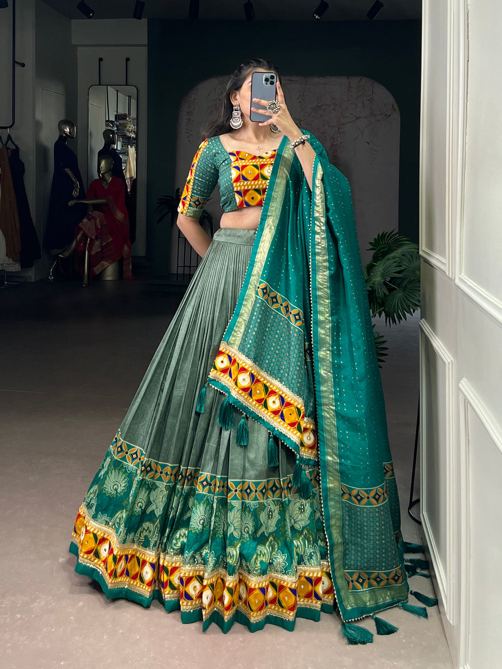 Lavender Mirror Work Designer Choli with Elegant Dupatta