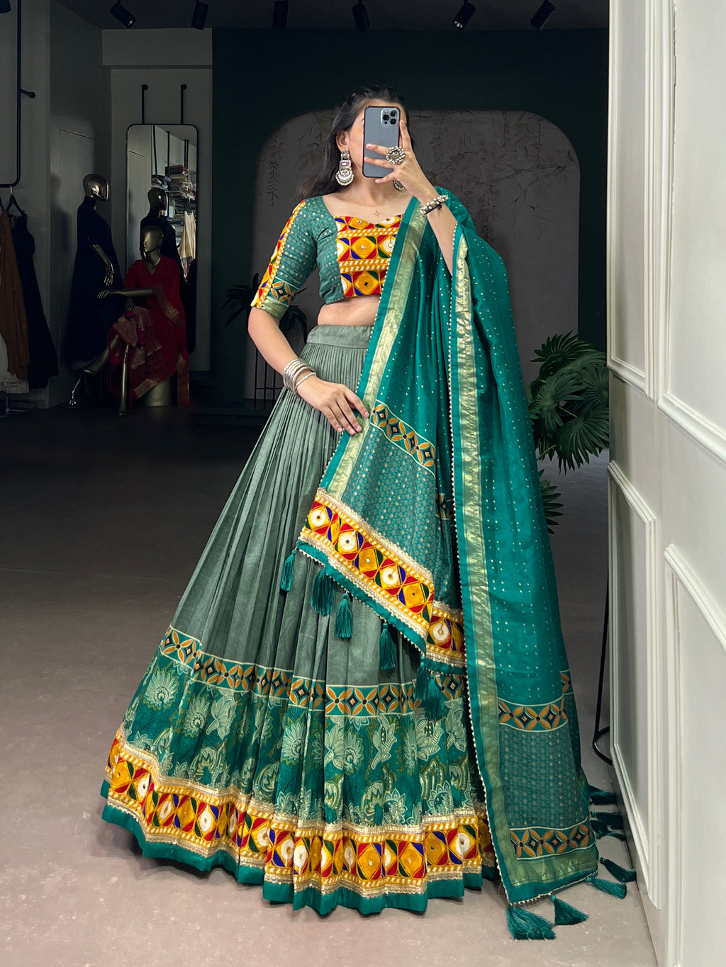 Lavender Mirror Work Designer Choli with Elegant Dupatta