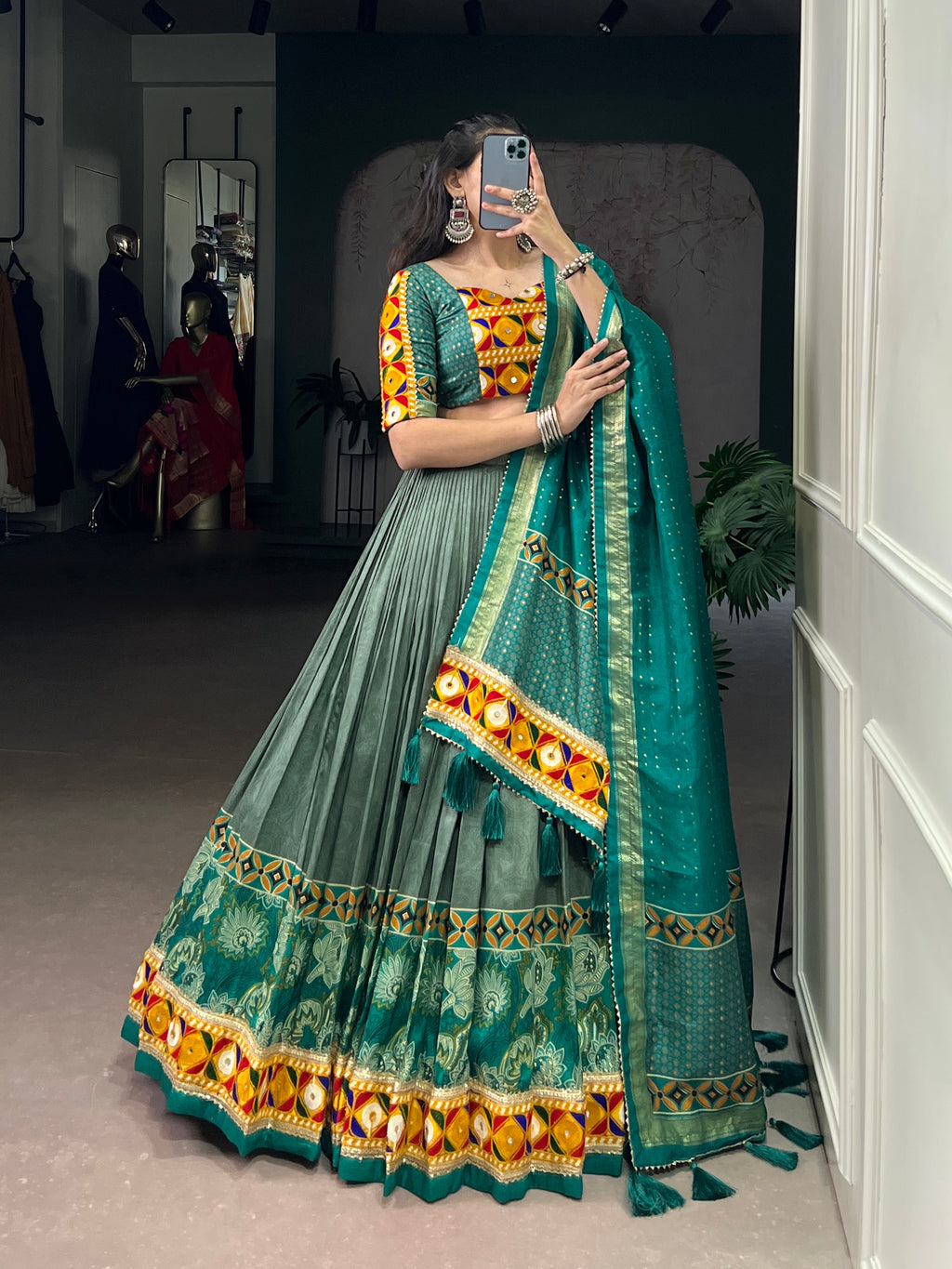 Lavender Mirror Work Designer Choli with Elegant Dupatta