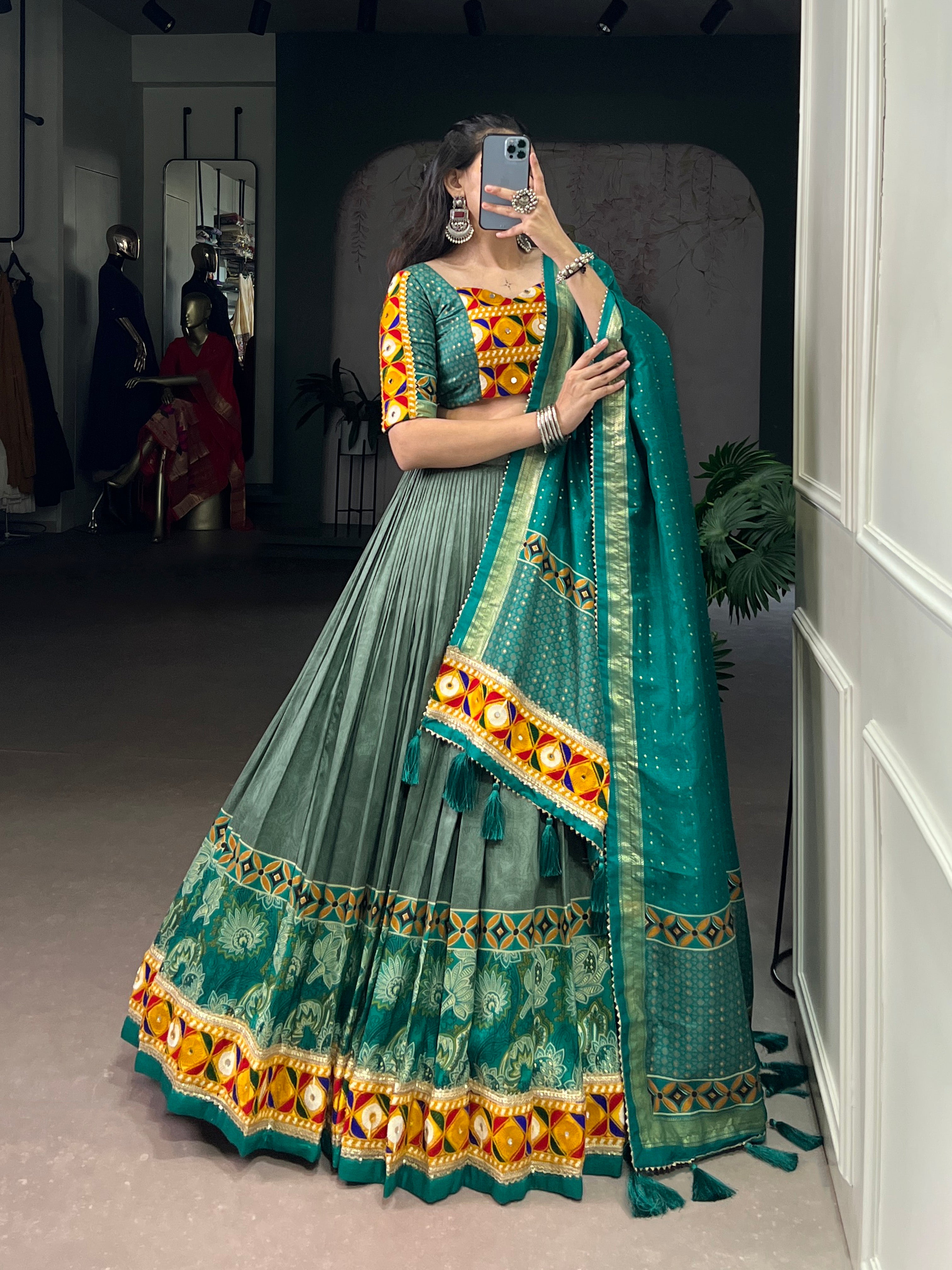 Lavender Mirror Work Designer Choli with Elegant Dupatta