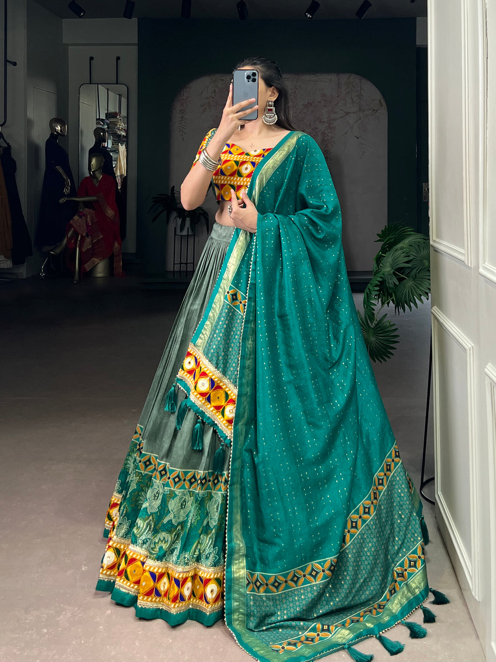 Lavender Mirror Work Designer Choli with Elegant Dupatta