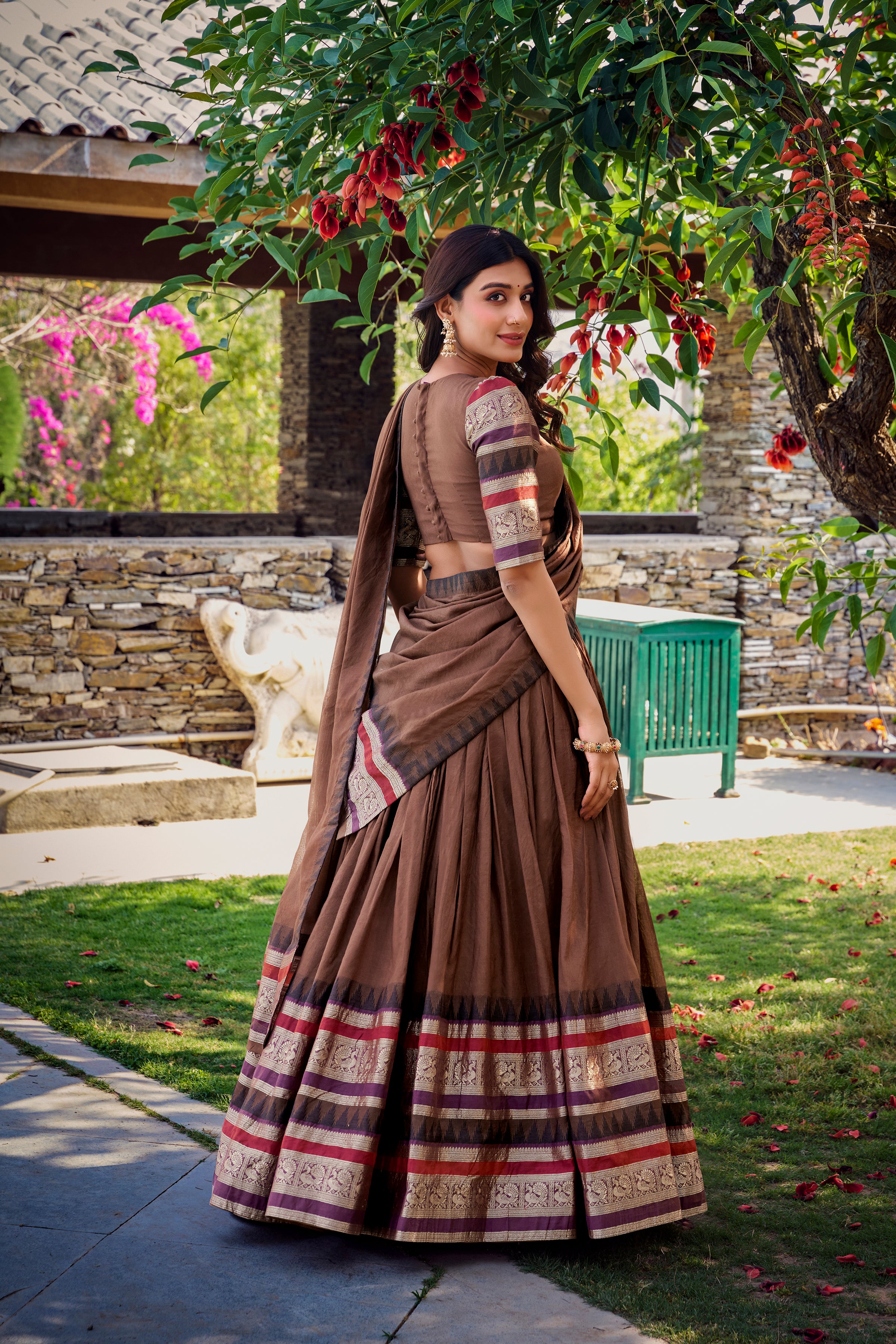 Elegant Lehenga Choli with Designer Woven Sleeves