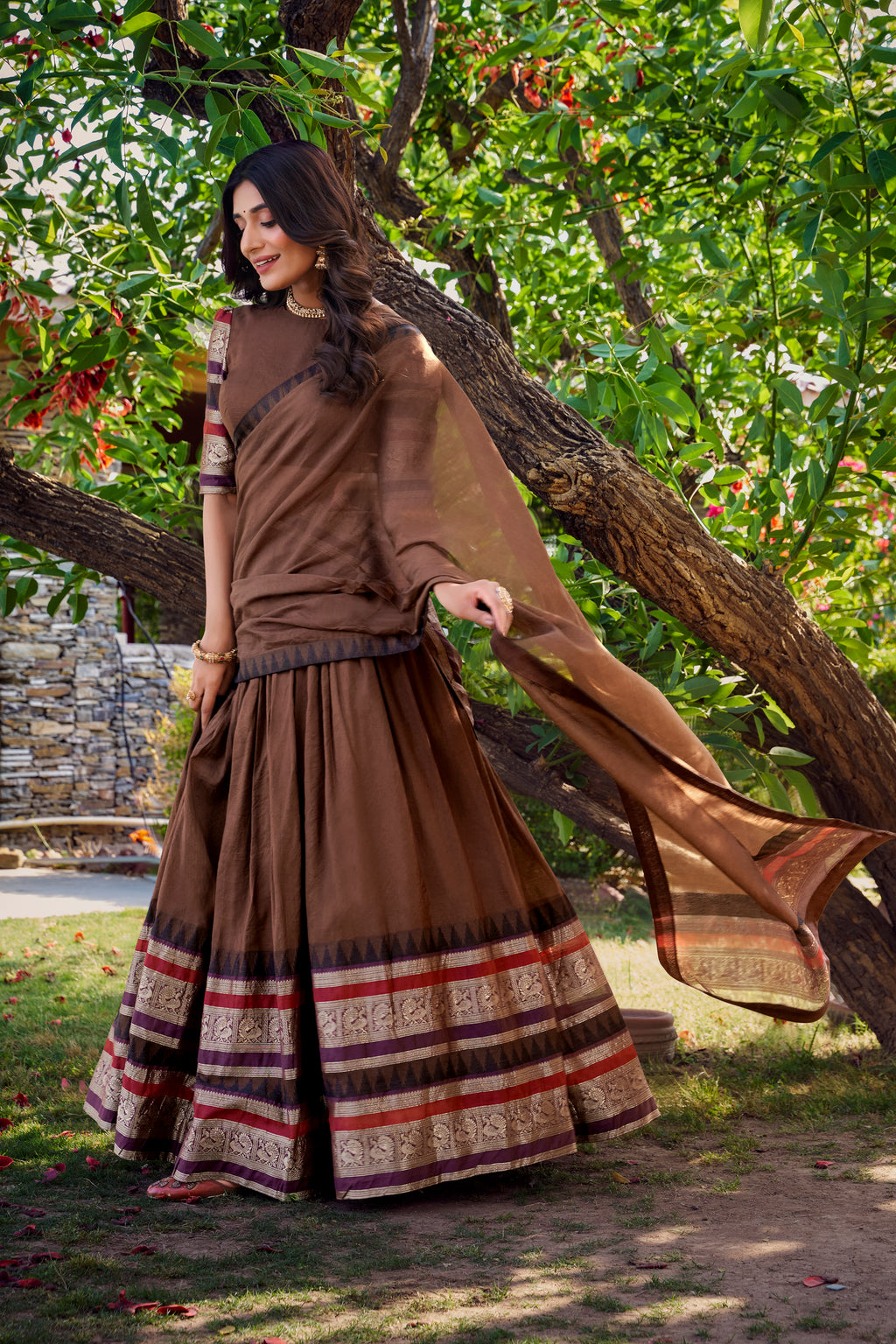 Elegant Lehenga Choli with Designer Woven Sleeves