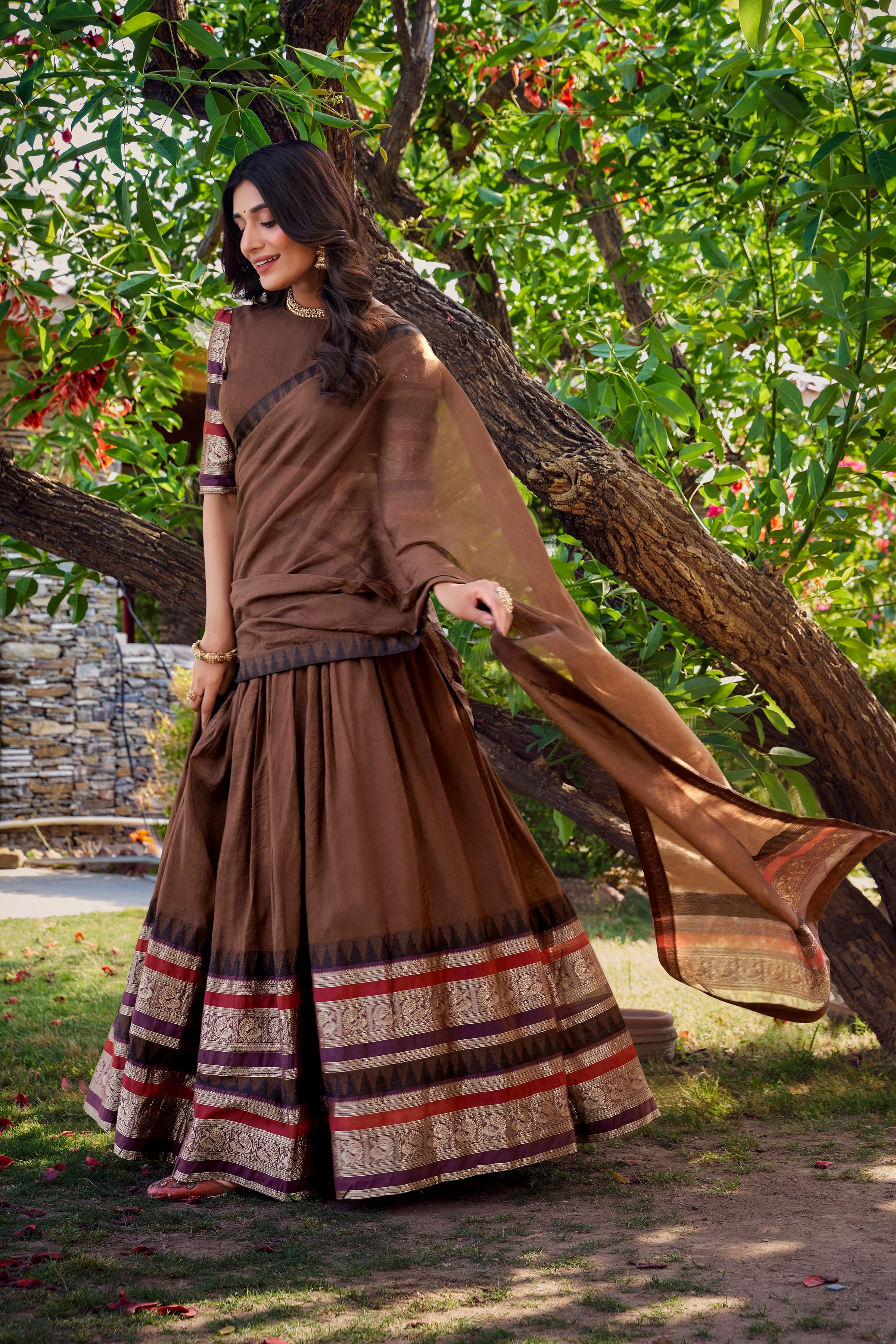 Elegant Lehenga Choli with Designer Woven Sleeves