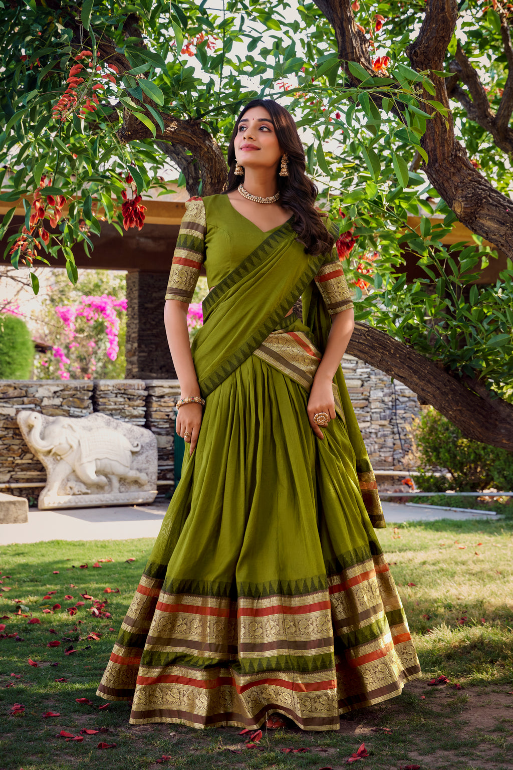Elegant Lehenga Choli with Designer Woven Sleeves