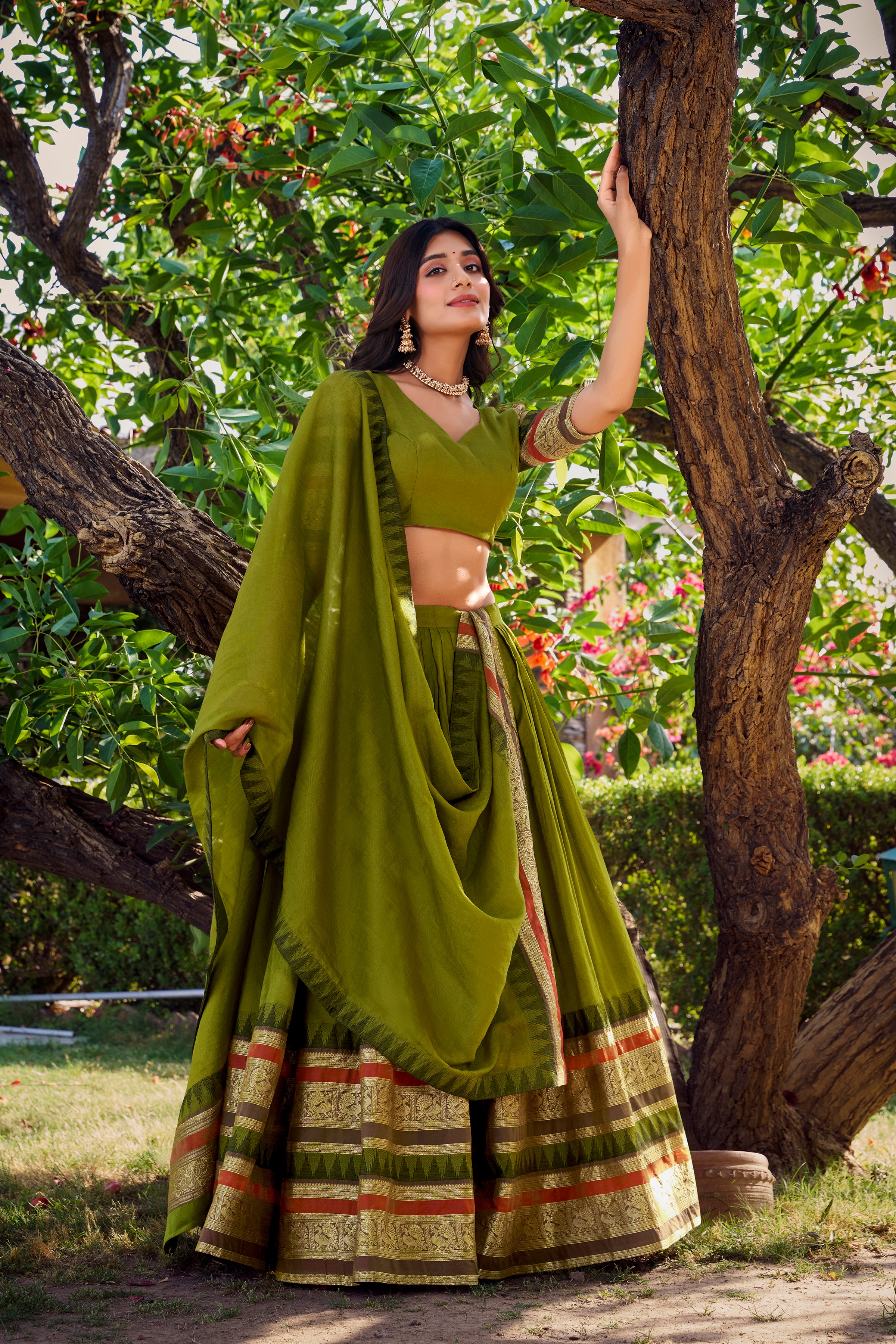 Elegant Lehenga Choli with Designer Woven Sleeves