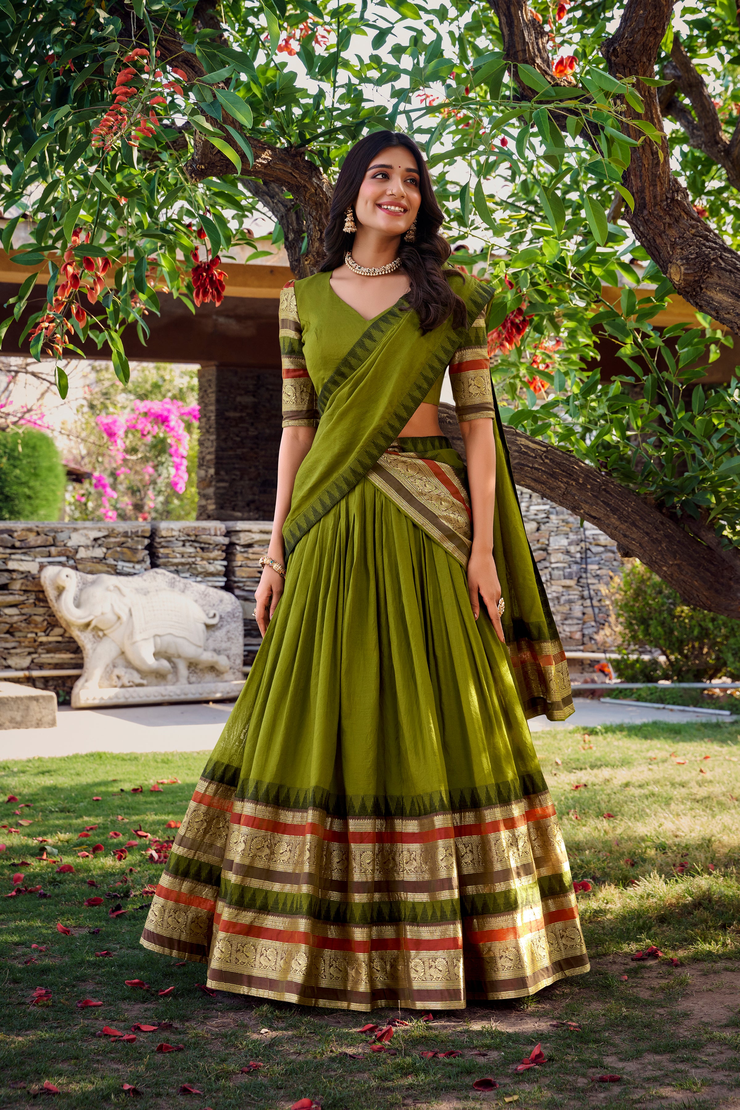 Elegant Lehenga Choli with Designer Woven Sleeves