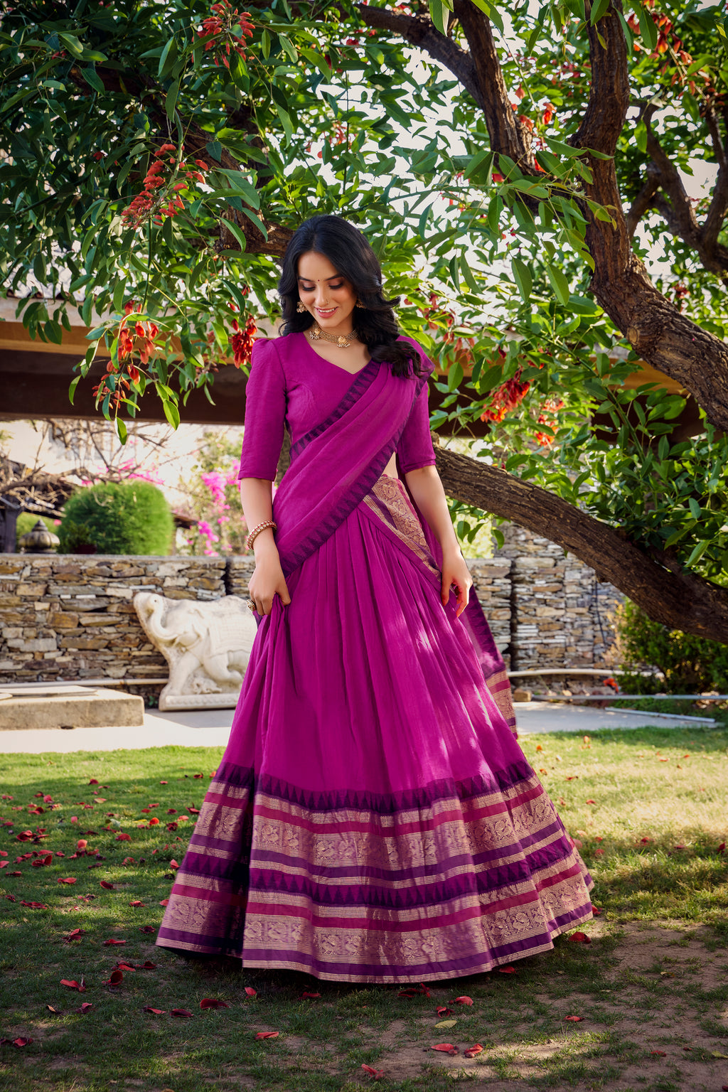 Elegant Lehenga Choli with Designer Woven Sleeves
