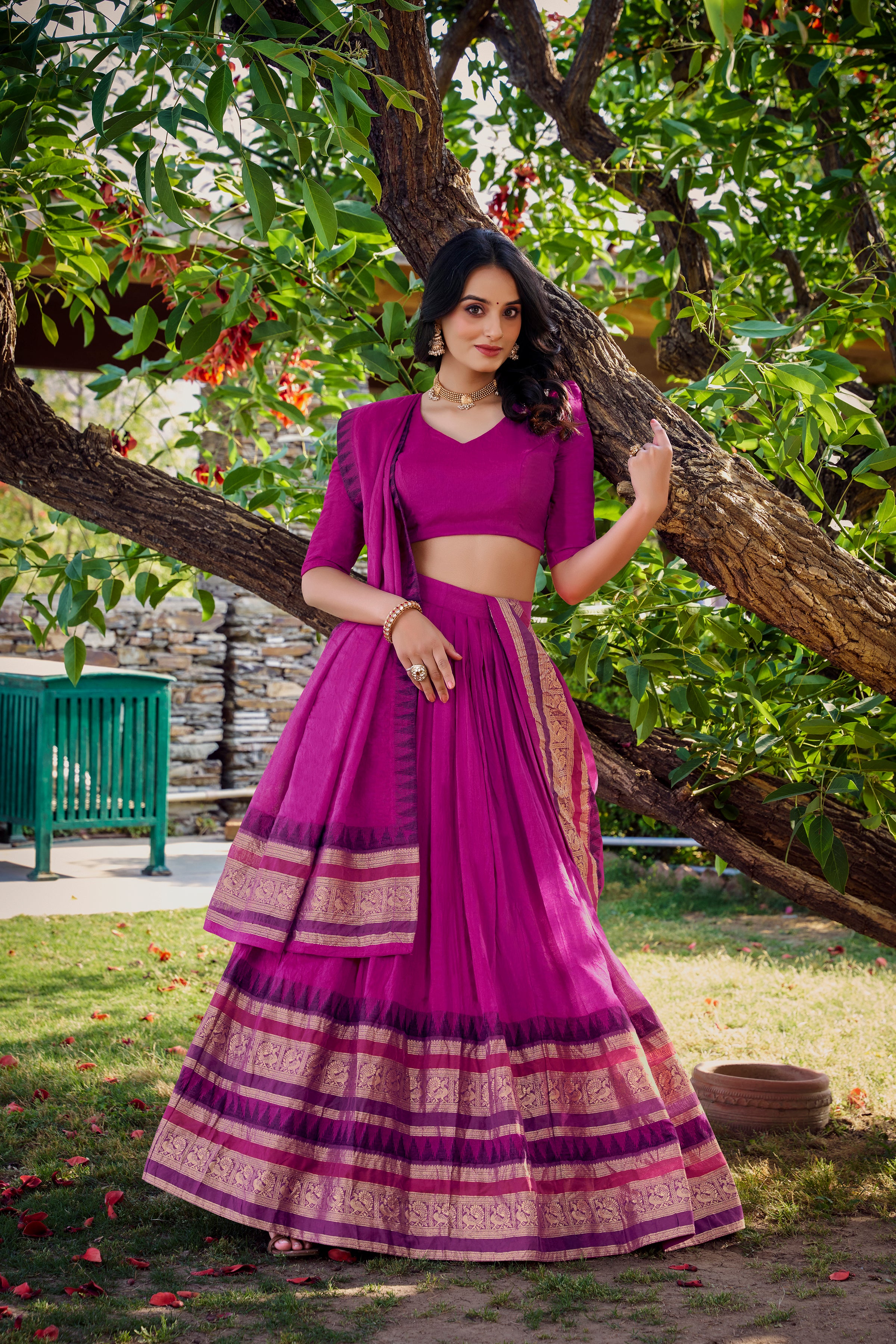 Elegant Lehenga Choli with Designer Woven Sleeves