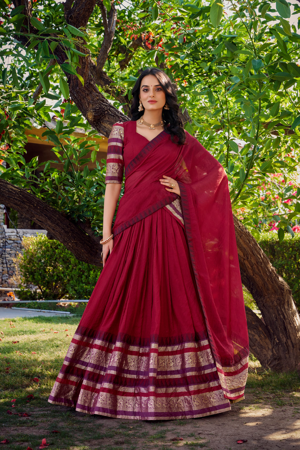 Elegant Lehenga Choli with Designer Woven Sleeves
