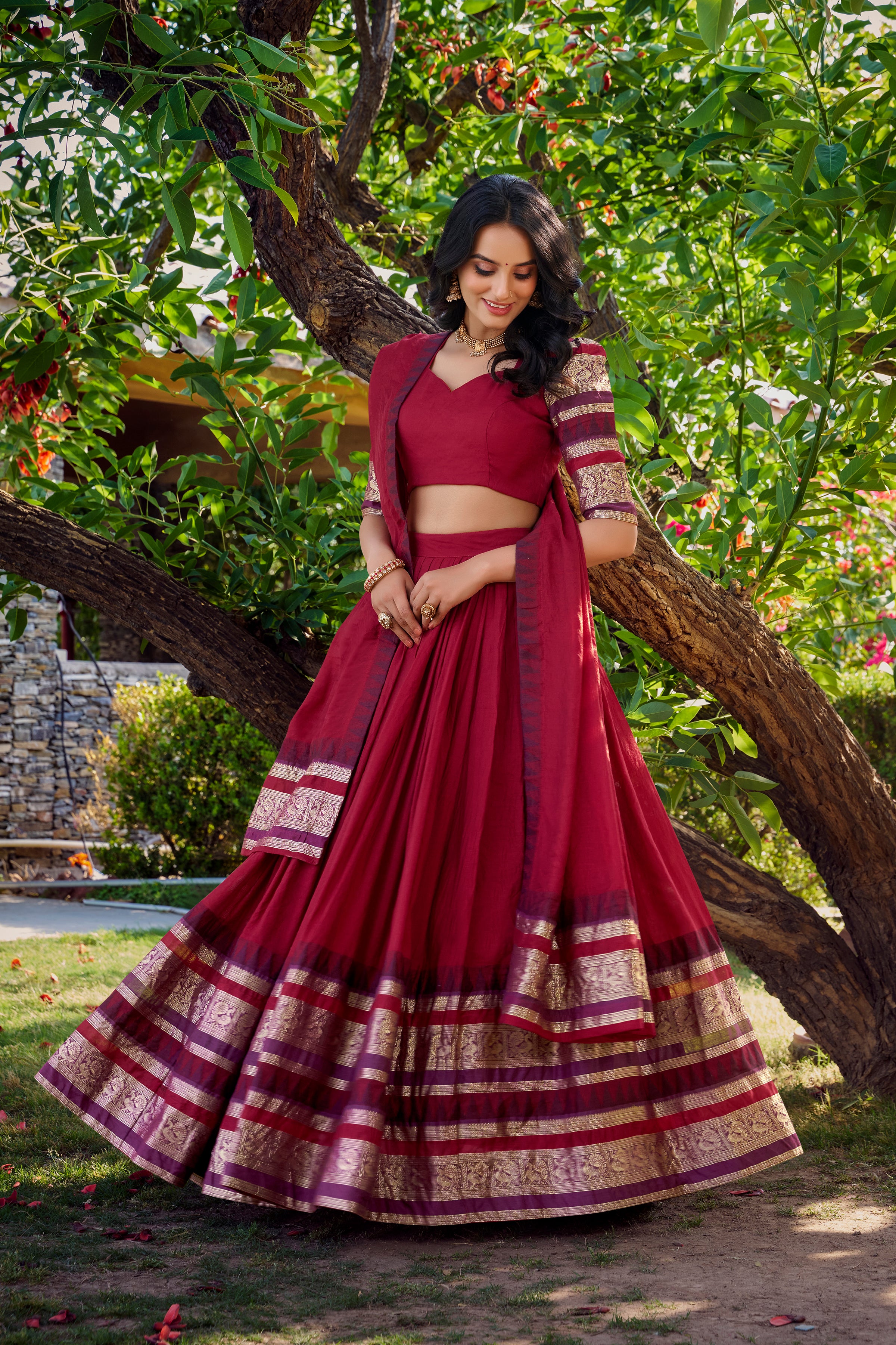 Elegant Lehenga Choli with Designer Woven Sleeves