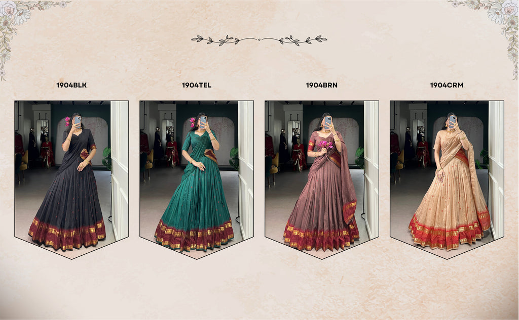 Classic maroon lehenga with a traditional green border