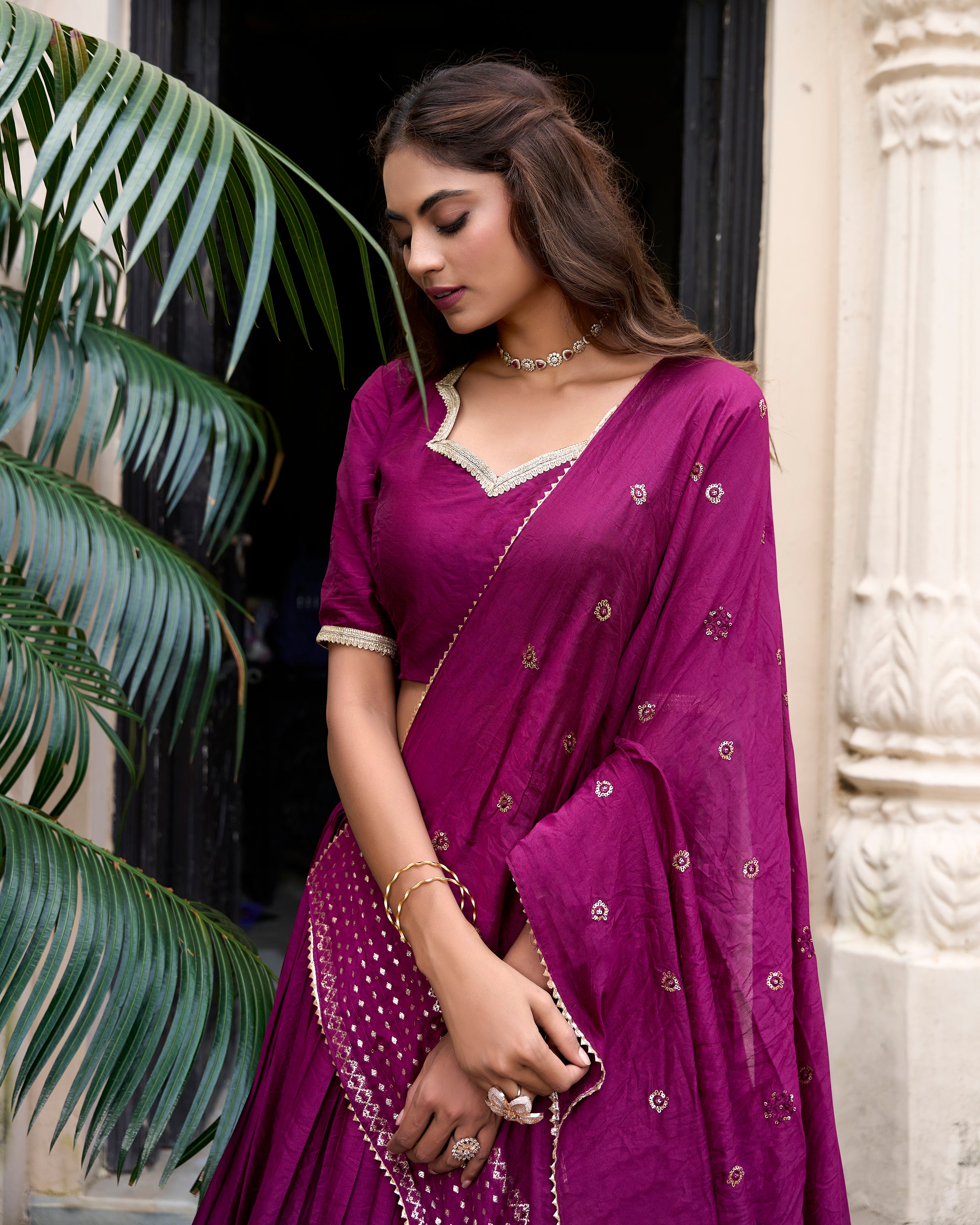 Regal Choli with Woven Zari Border