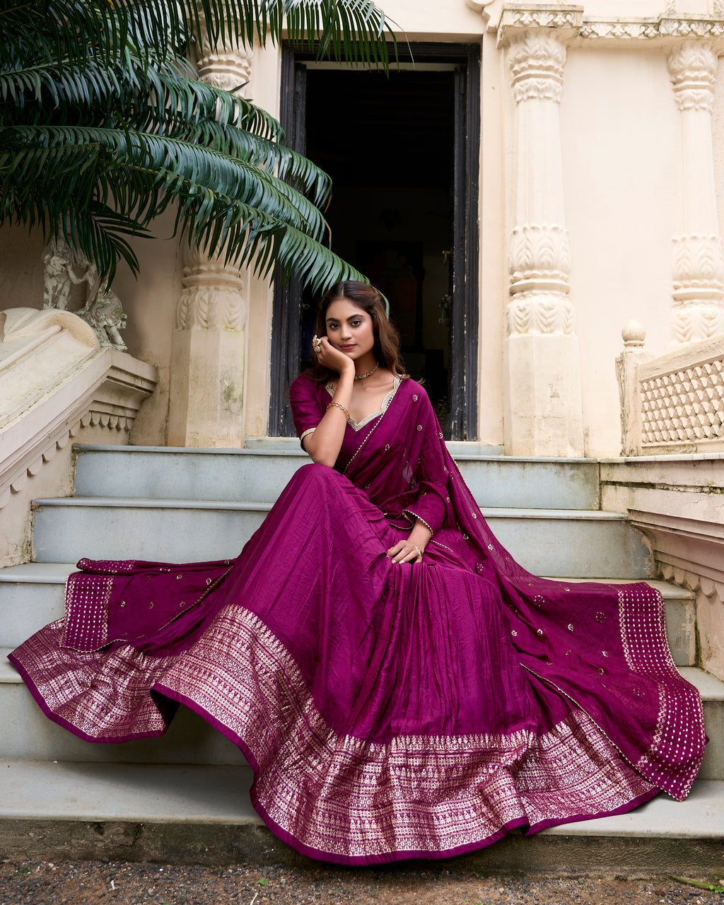Regal Choli with Woven Zari Border