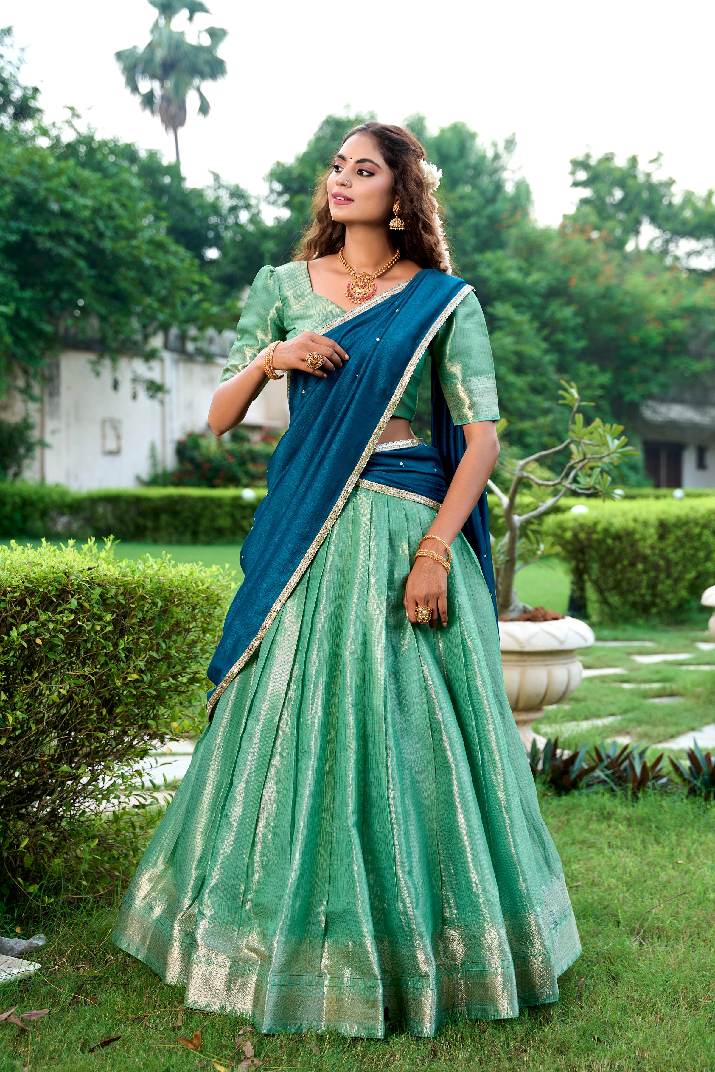 Elegance that shimmers with every step Kanchipuram  Zari Weaving Work choli