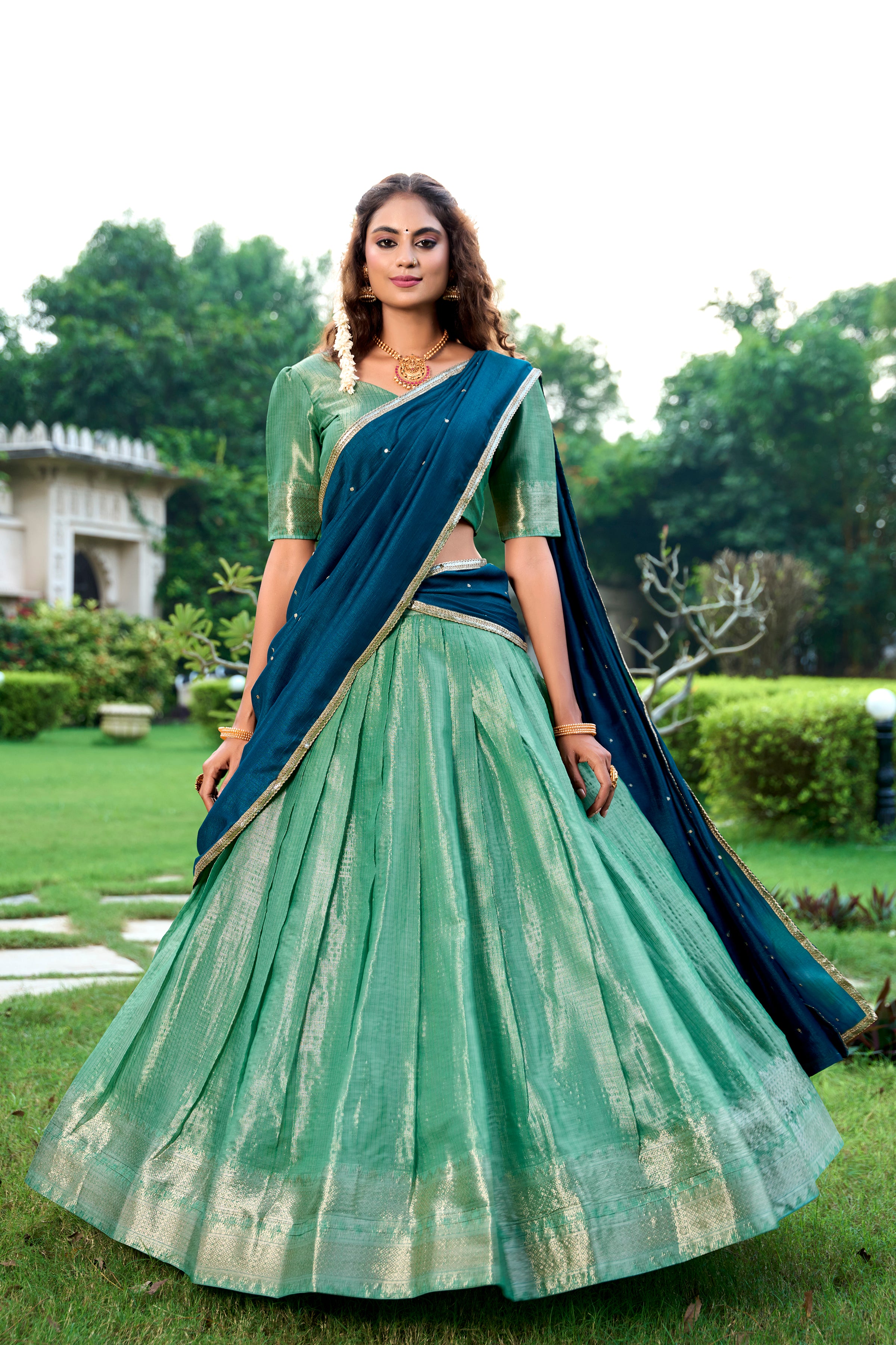 Elegance that shimmers with every step Kanchipuram  Zari Weaving Work choli