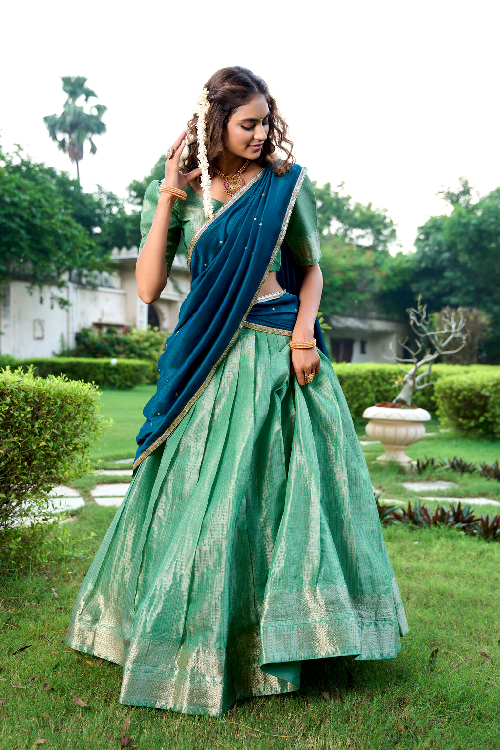 Elegance that shimmers with every step Kanchipuram  Zari Weaving Work choli