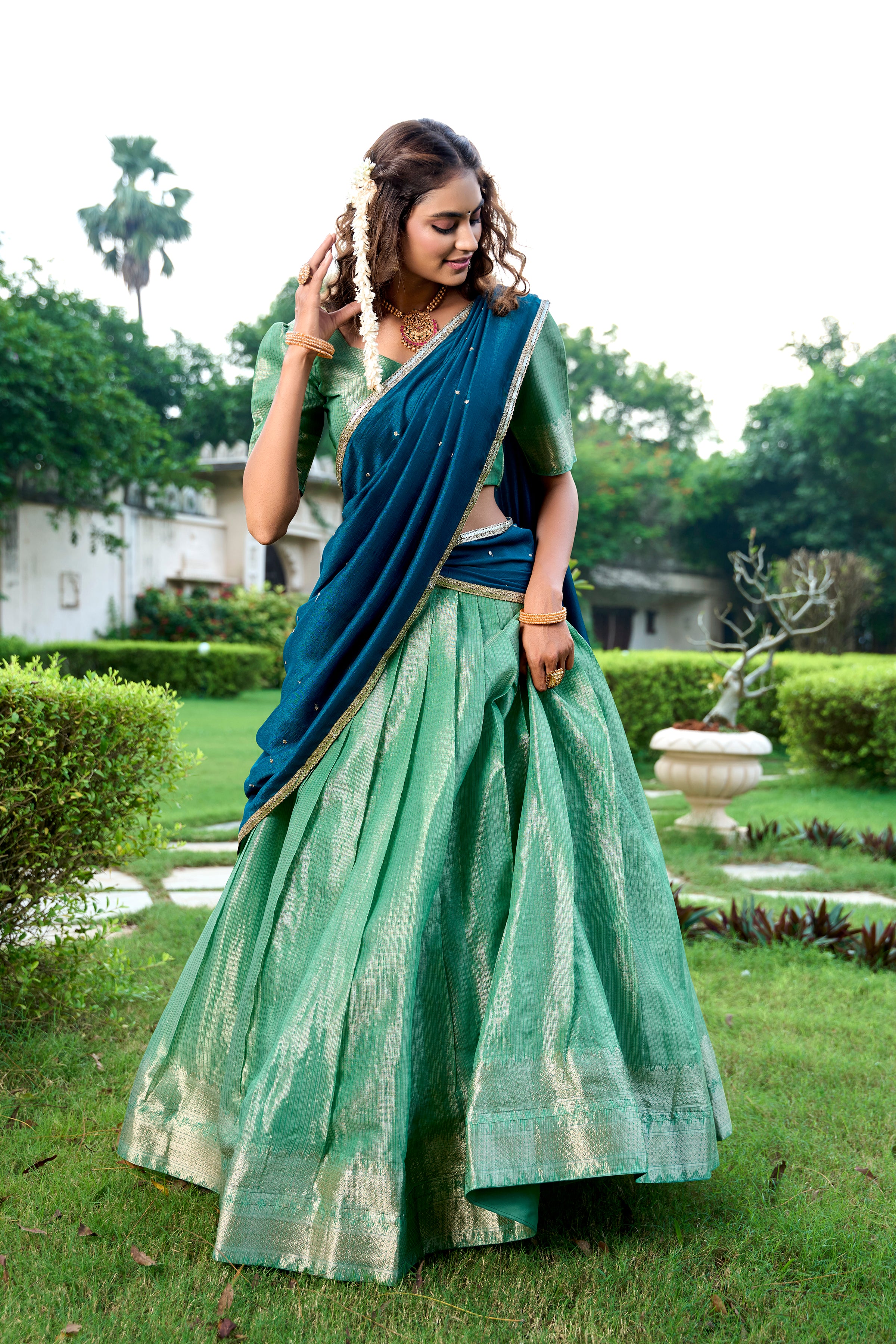 Elegance that shimmers with every step Kanchipuram  Zari Weaving Work choli