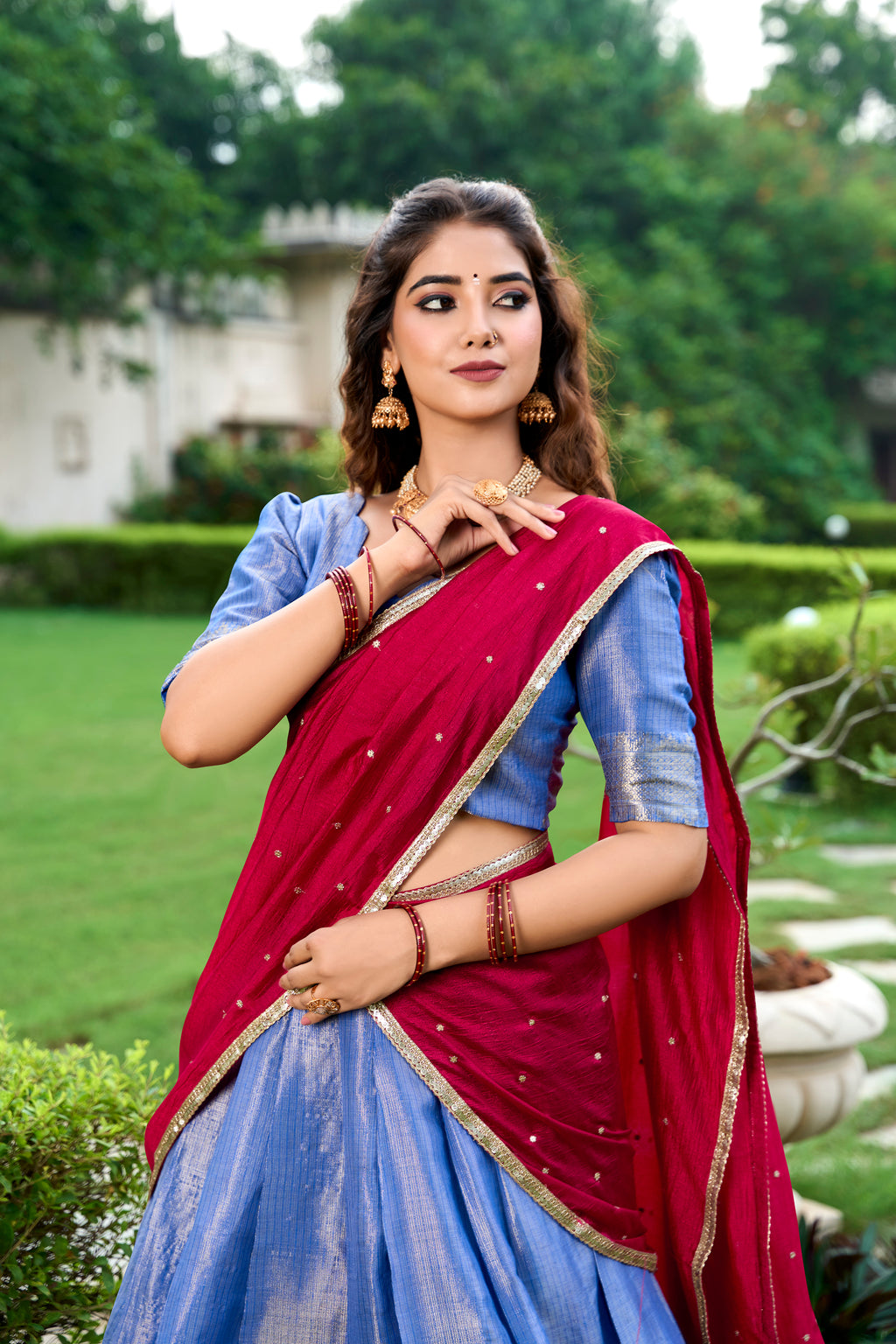 Elegance that shimmers with every step Kanchipuram  Zari Weaving Work choli