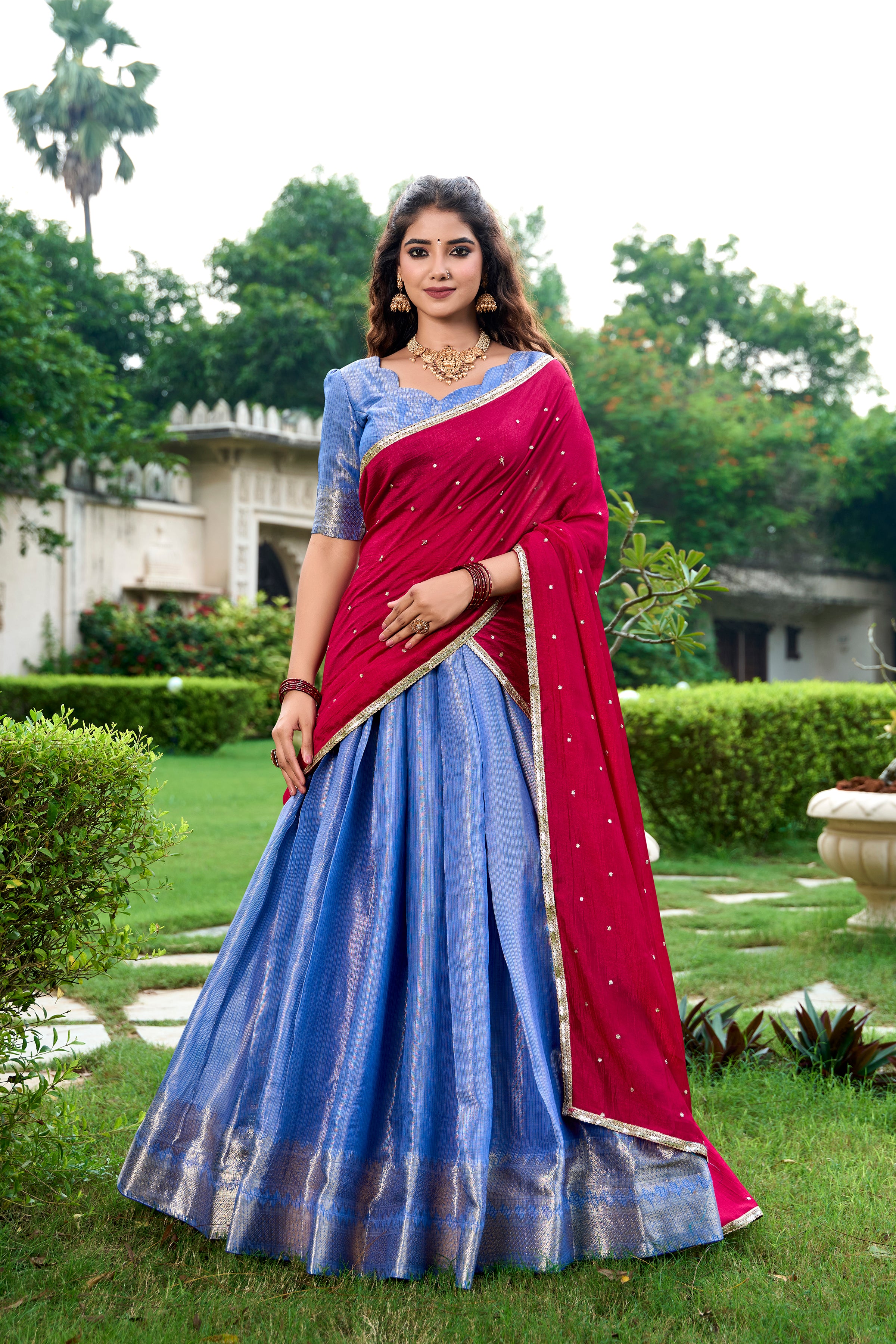 Elegance that shimmers with every step Kanchipuram  Zari Weaving Work choli