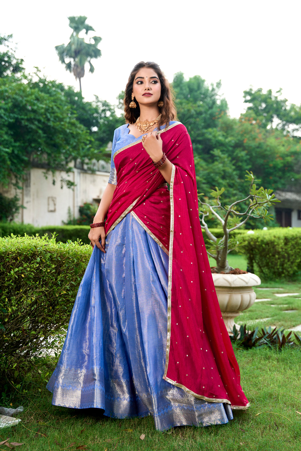 Elegance that shimmers with every step Kanchipuram  Zari Weaving Work choli