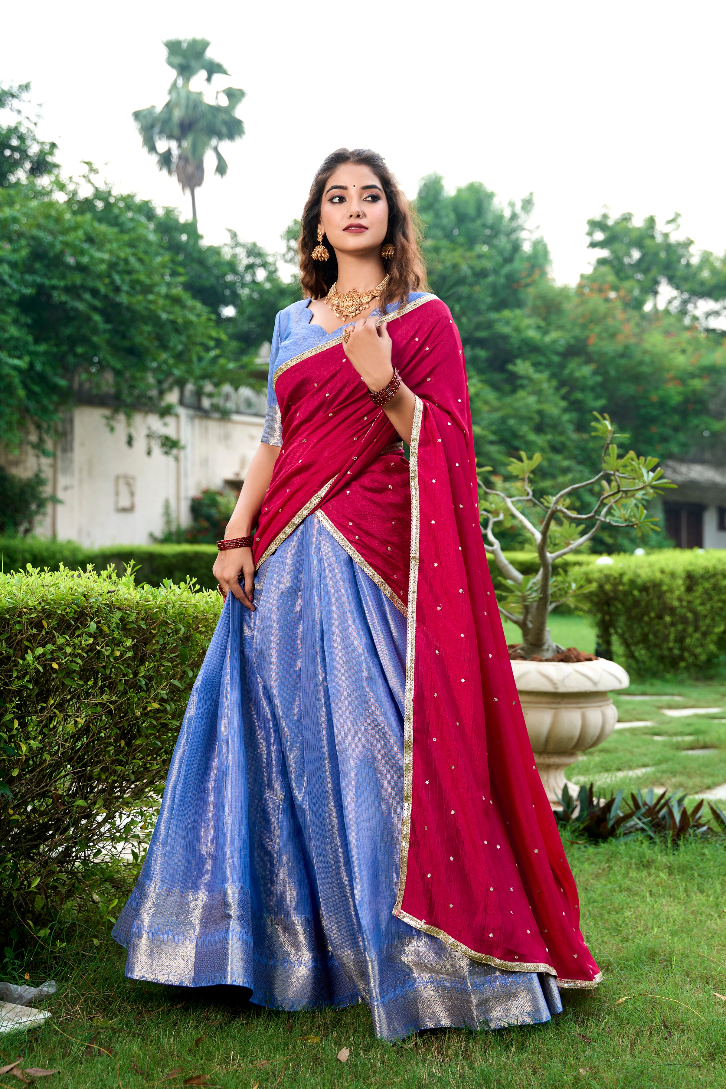 Elegance that shimmers with every step Kanchipuram  Zari Weaving Work choli