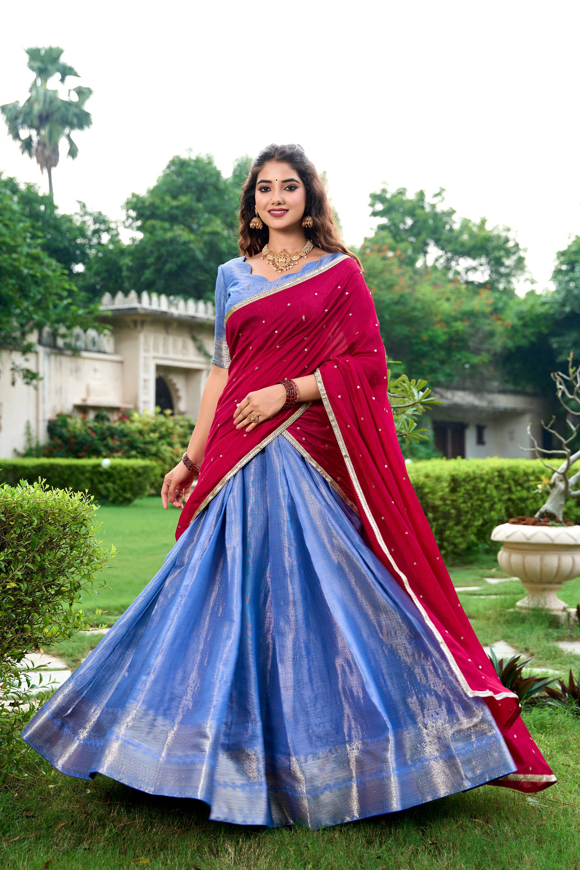 Elegance that shimmers with every step Kanchipuram  Zari Weaving Work choli