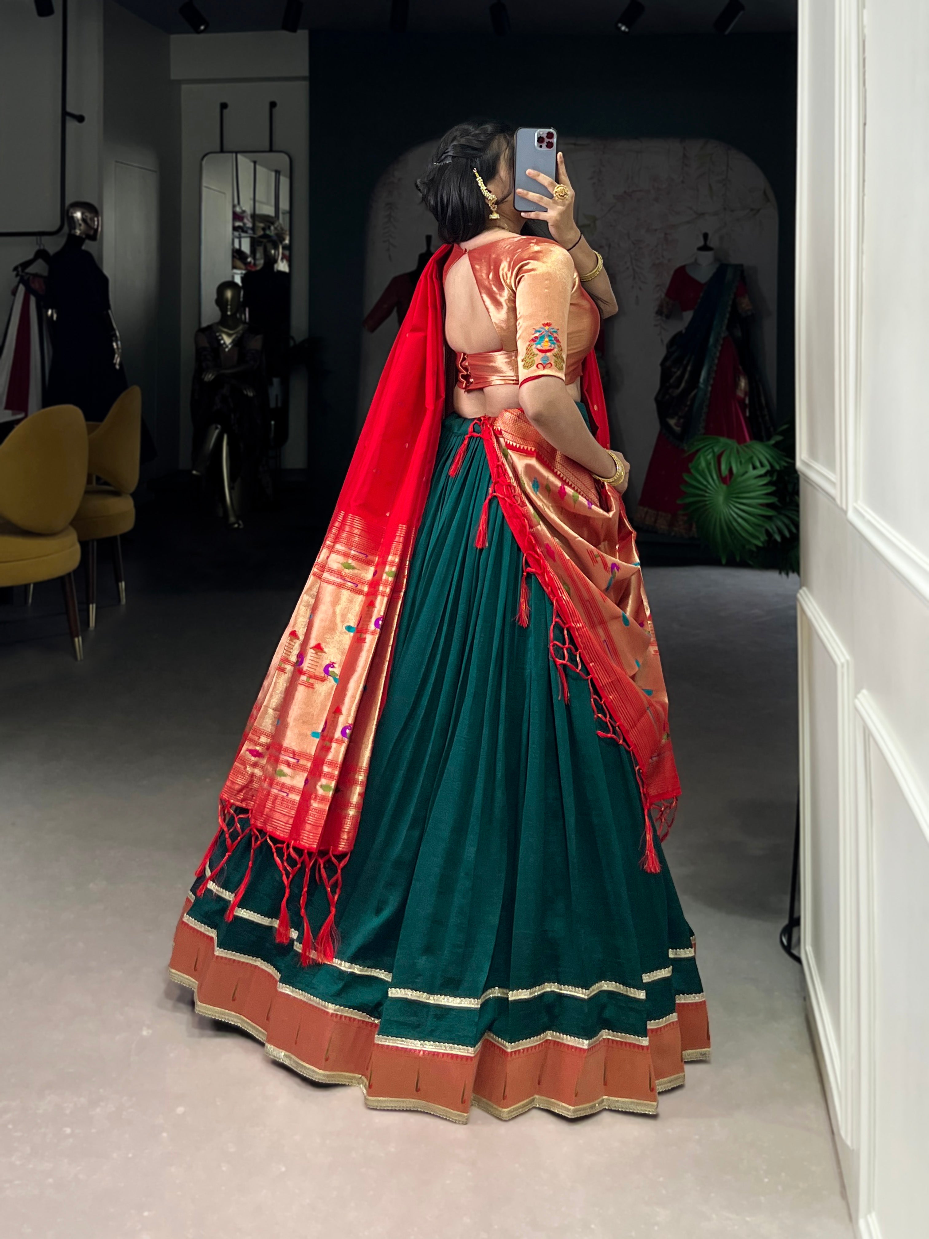 Green color  Paithani lehengas that speak culture