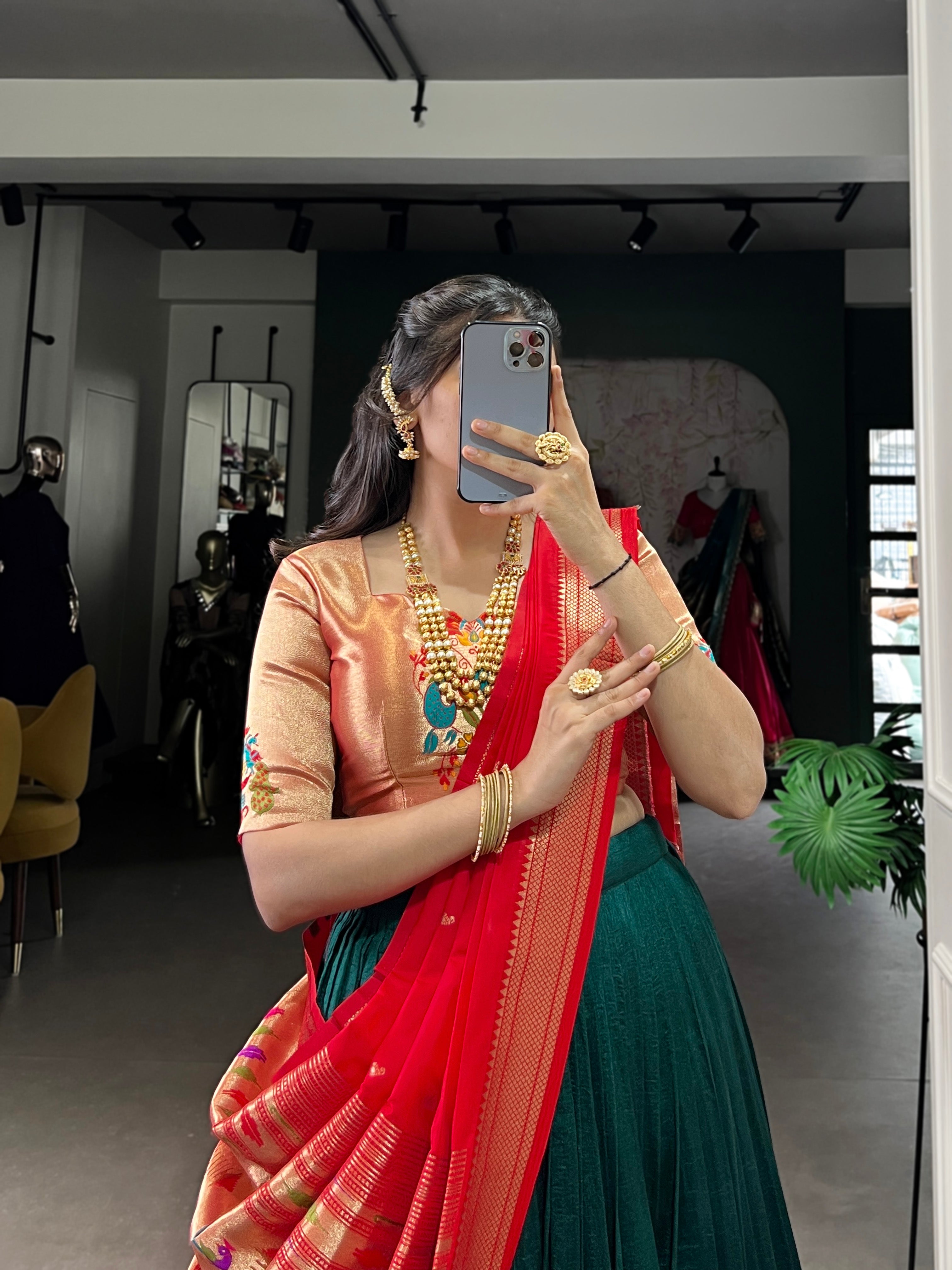 Green color  Paithani lehengas that speak culture