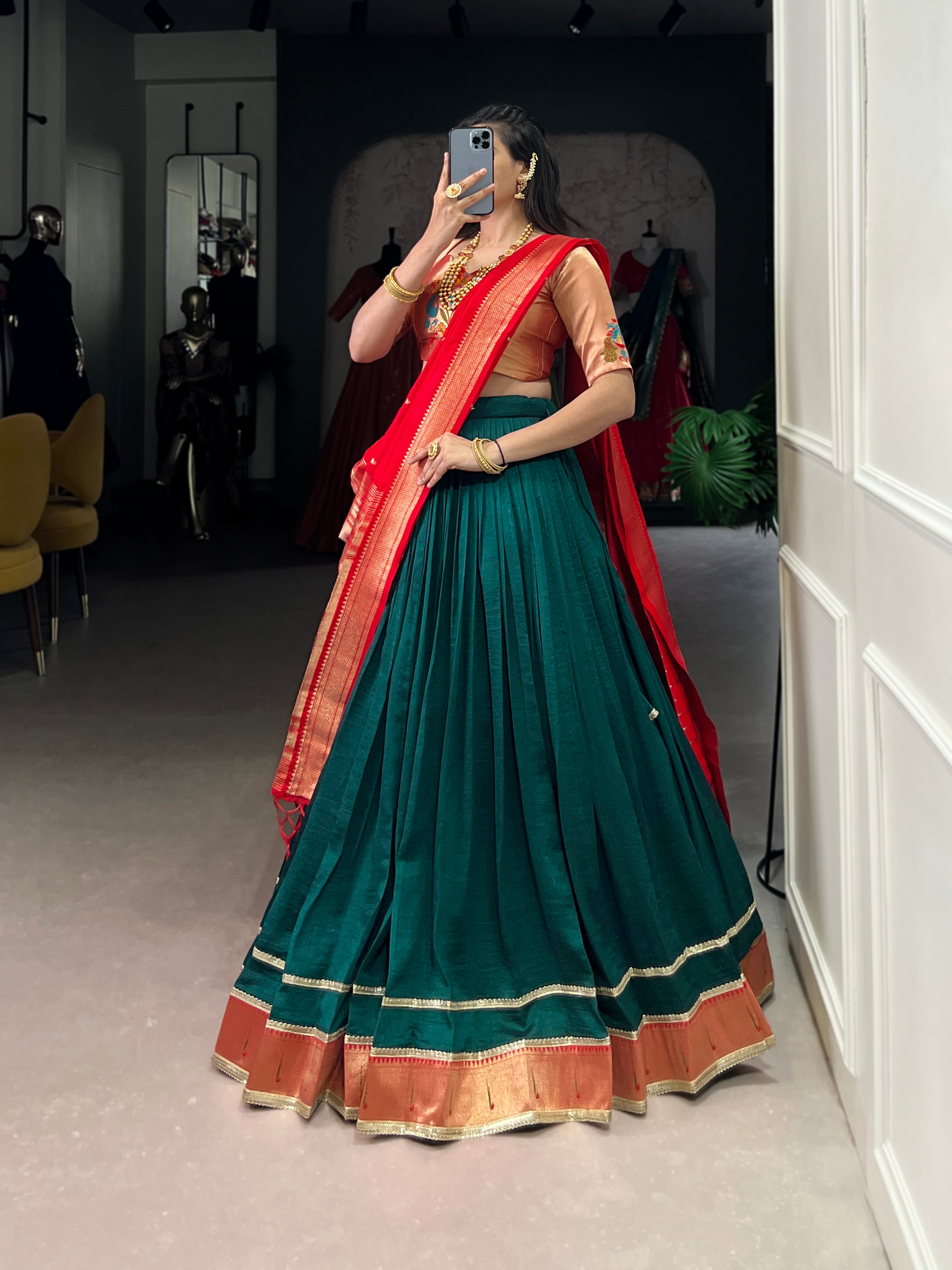 Green color  Paithani lehengas that speak culture