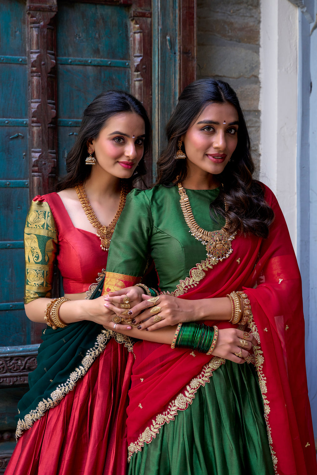 Narayan Pattu Lehenga with Zari Border and Embellished Dupatta