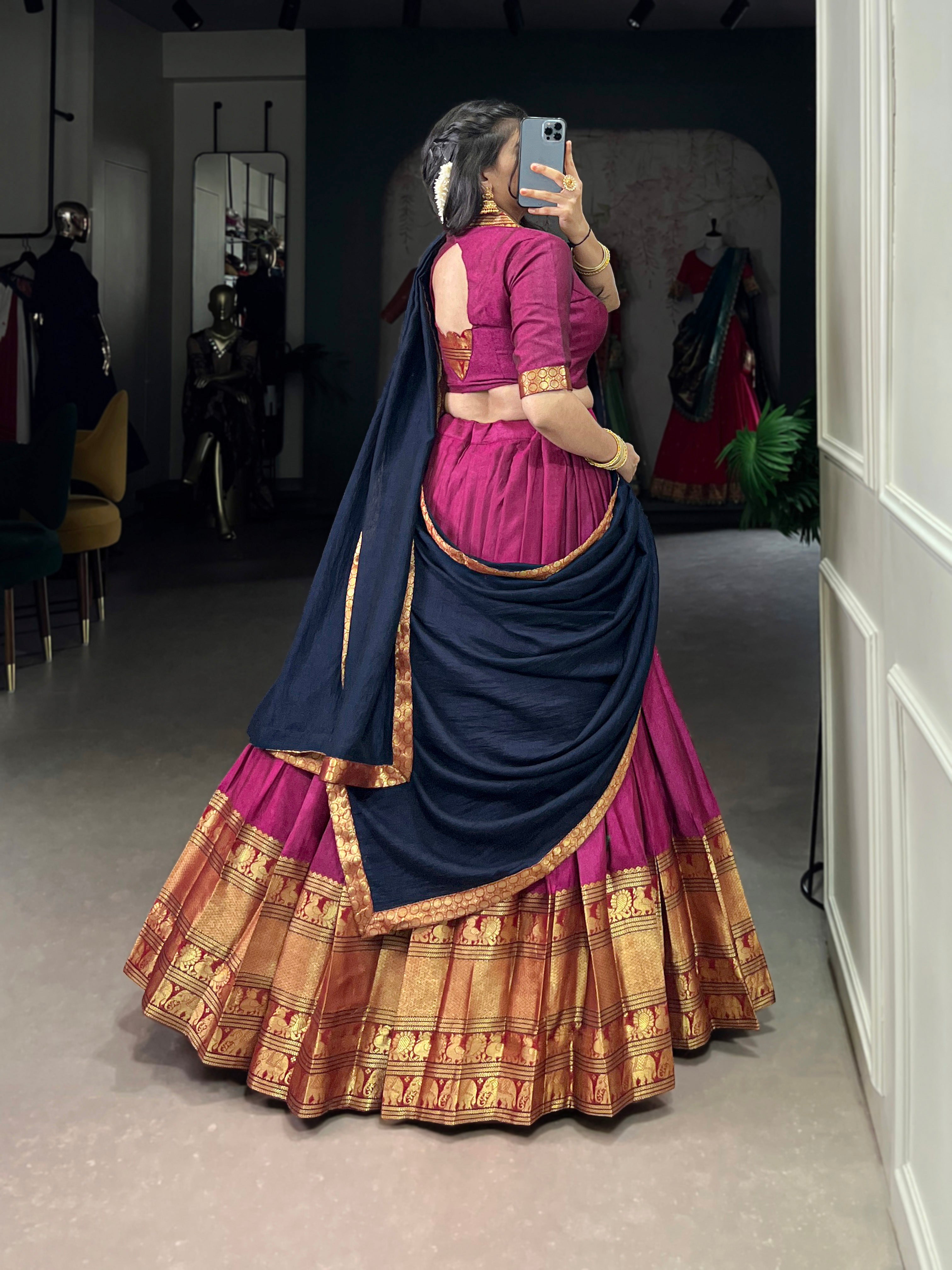 Regal Narayan pet (cotton)  Lehenga with Contrast Dupatta