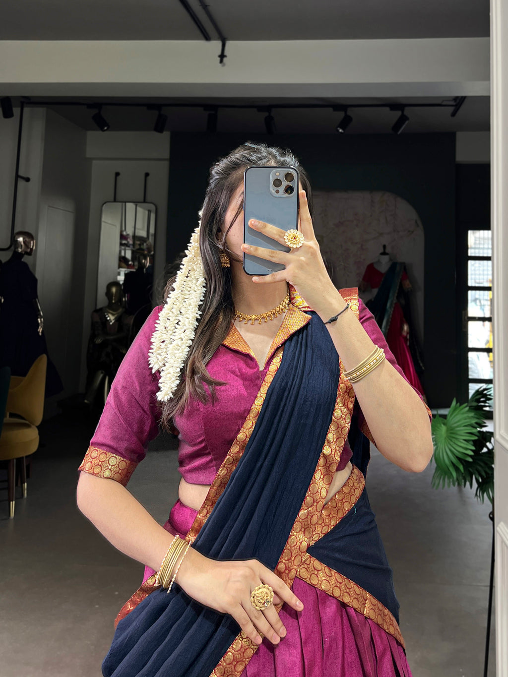 Regal Narayan pet (cotton)  Lehenga with Contrast Dupatta