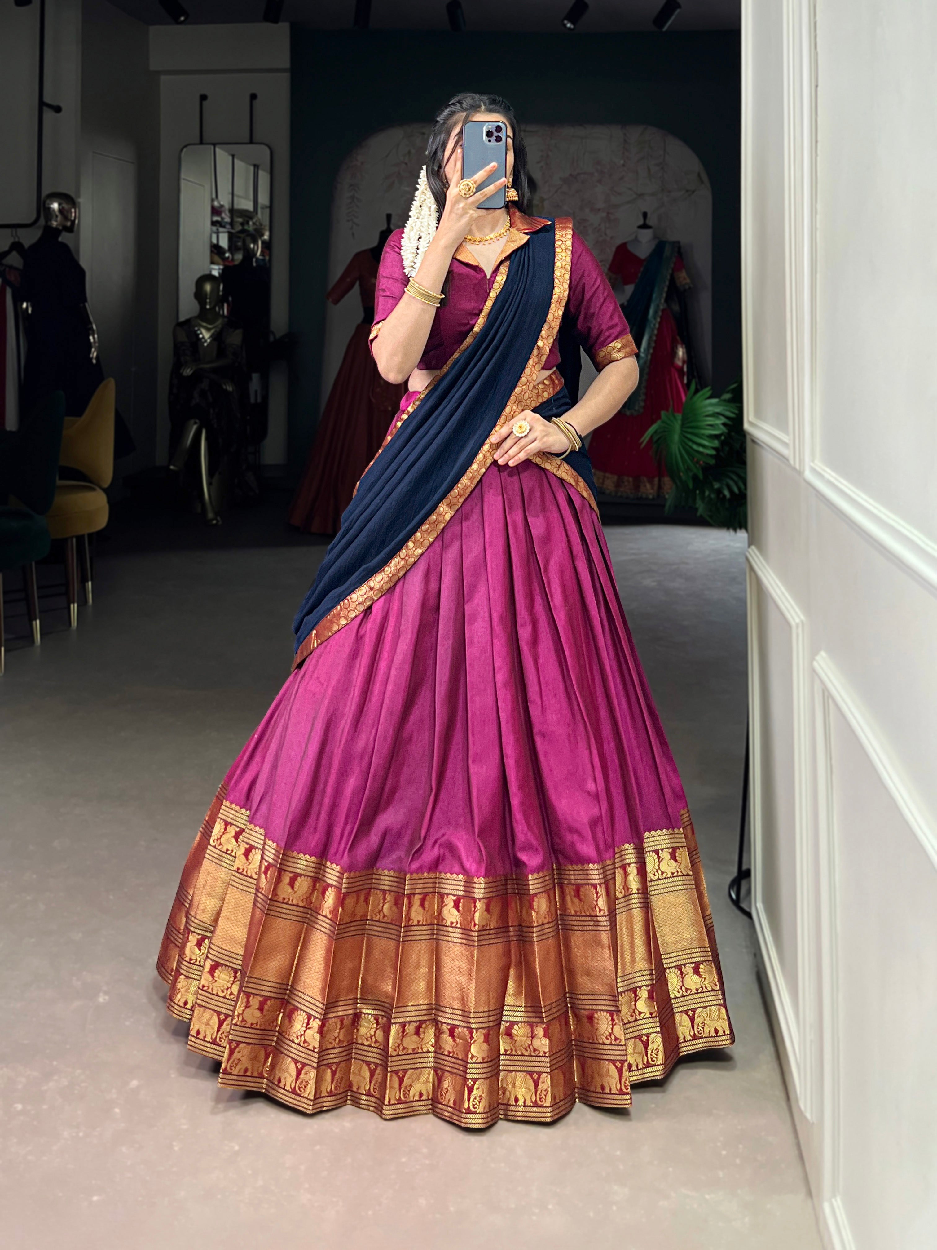 Regal Narayan pet (cotton)  Lehenga with Contrast Dupatta