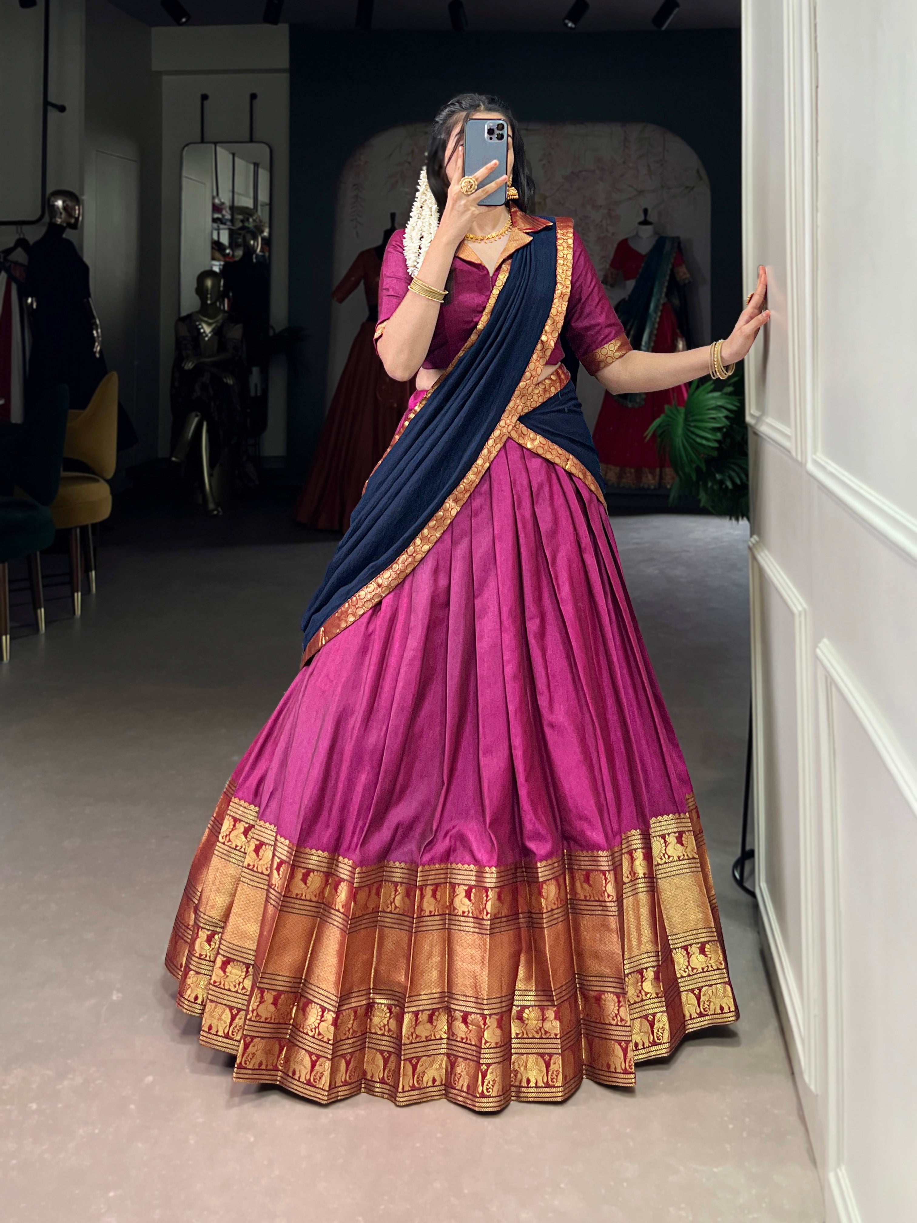 Regal Narayan pet (cotton)  Lehenga with Contrast Dupatta