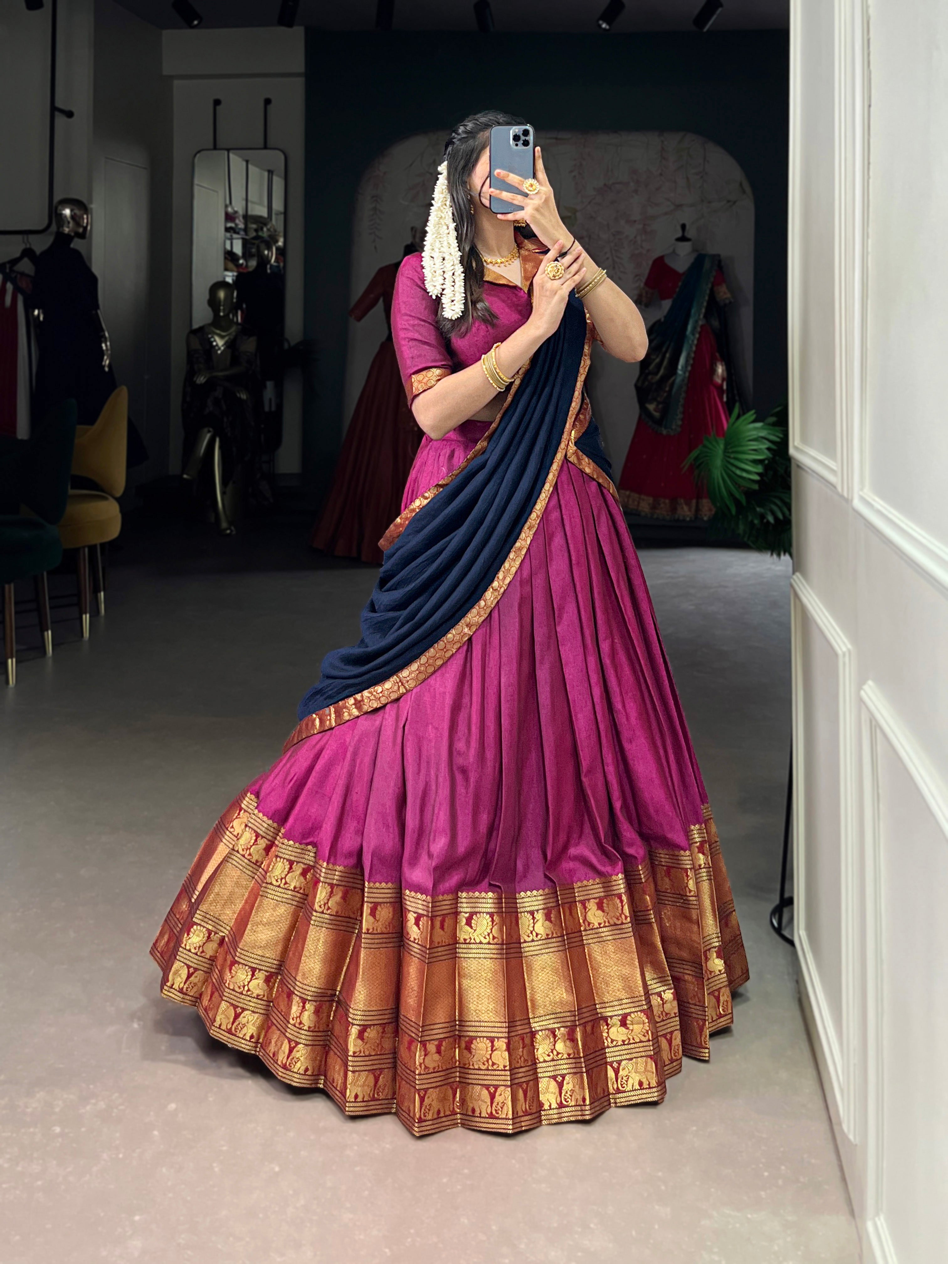 Regal Narayan pet (cotton)  Lehenga with Contrast Dupatta