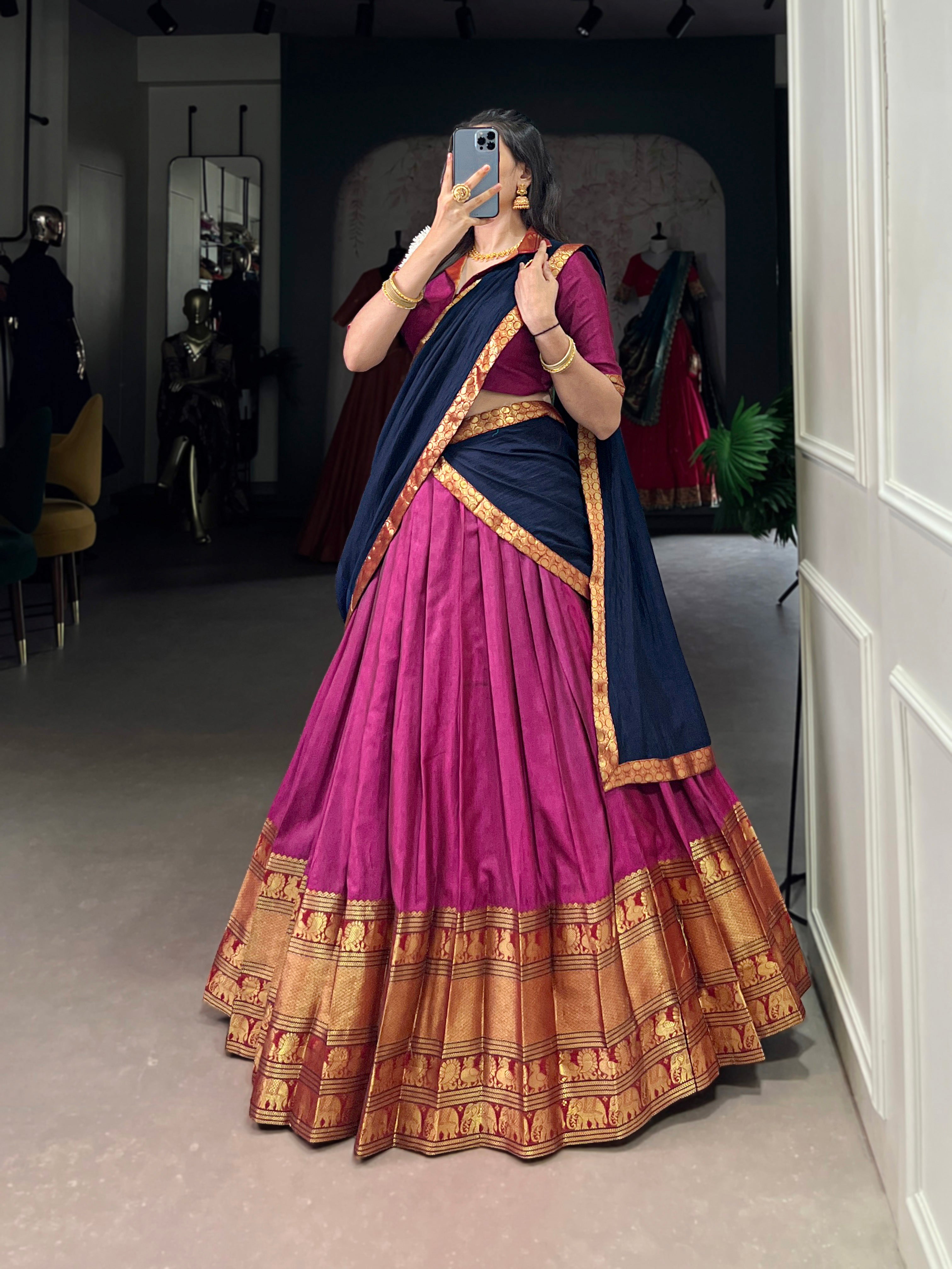 Regal Narayan pet (cotton)  Lehenga with Contrast Dupatta
