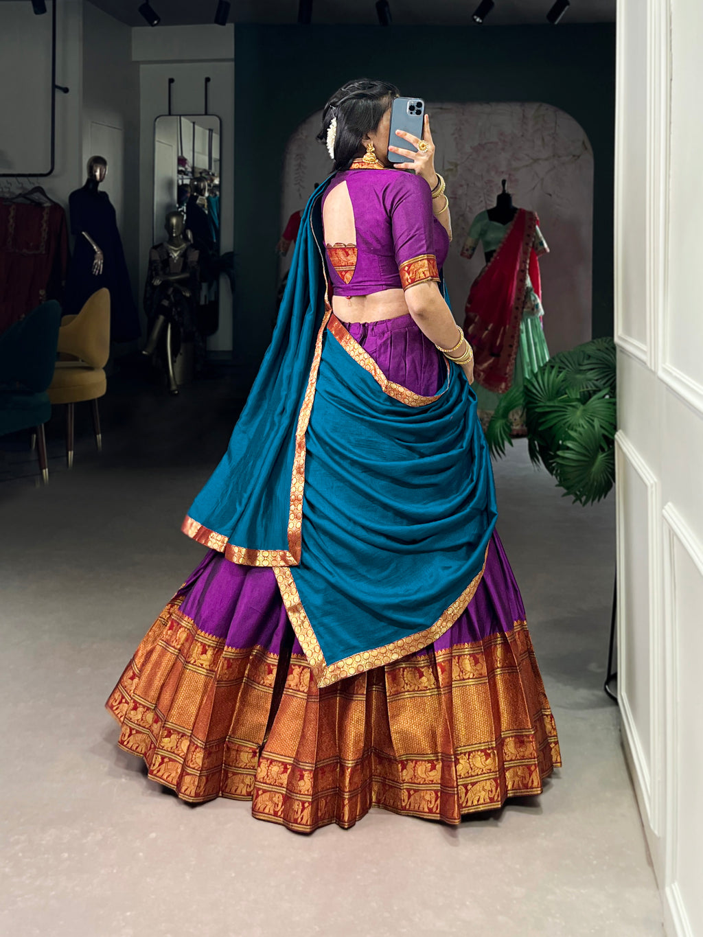 Regal Narayan pet (cotton)  Lehenga with Contrast Dupatta