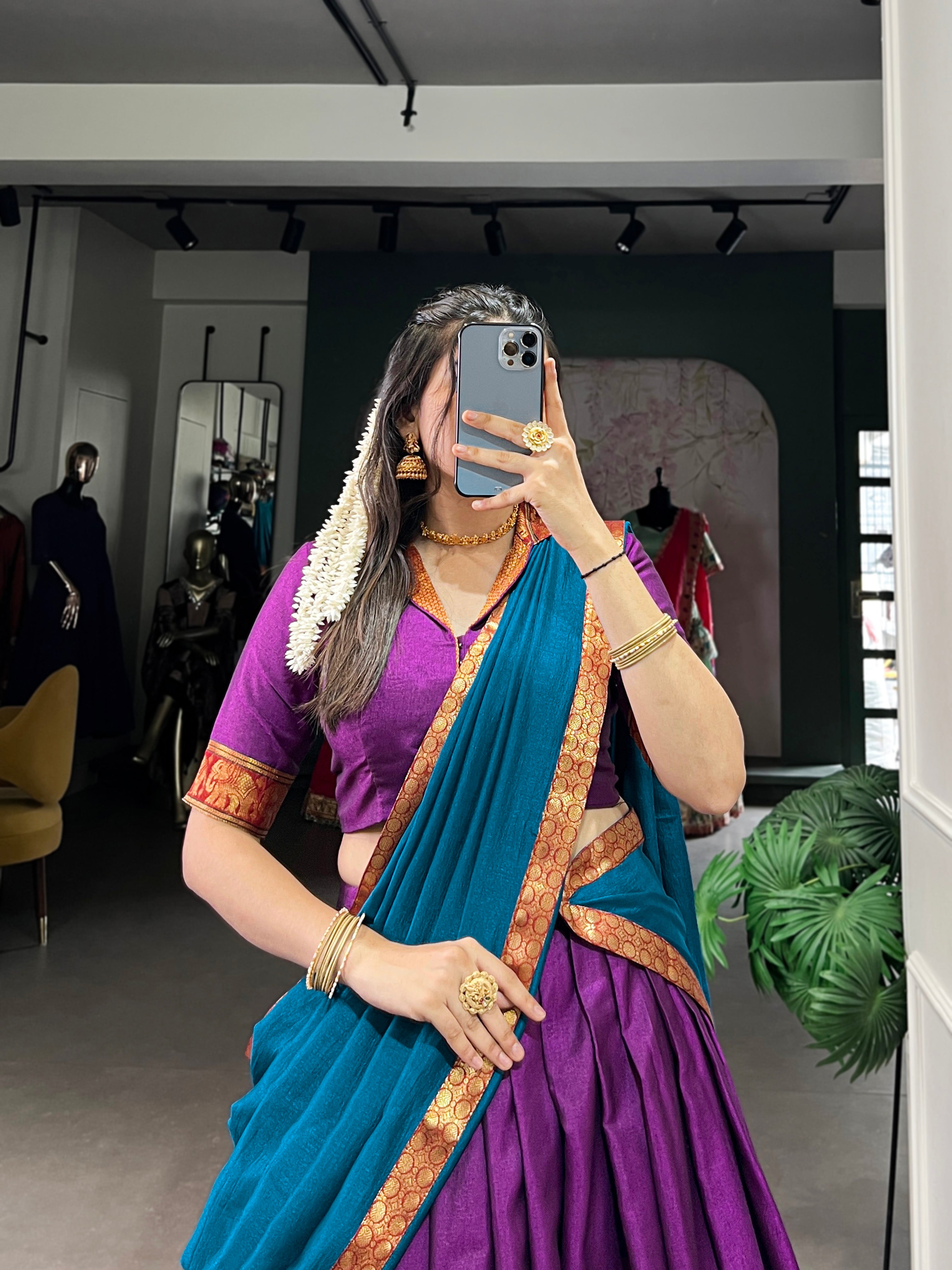 Regal Narayan pet (cotton)  Lehenga with Contrast Dupatta
