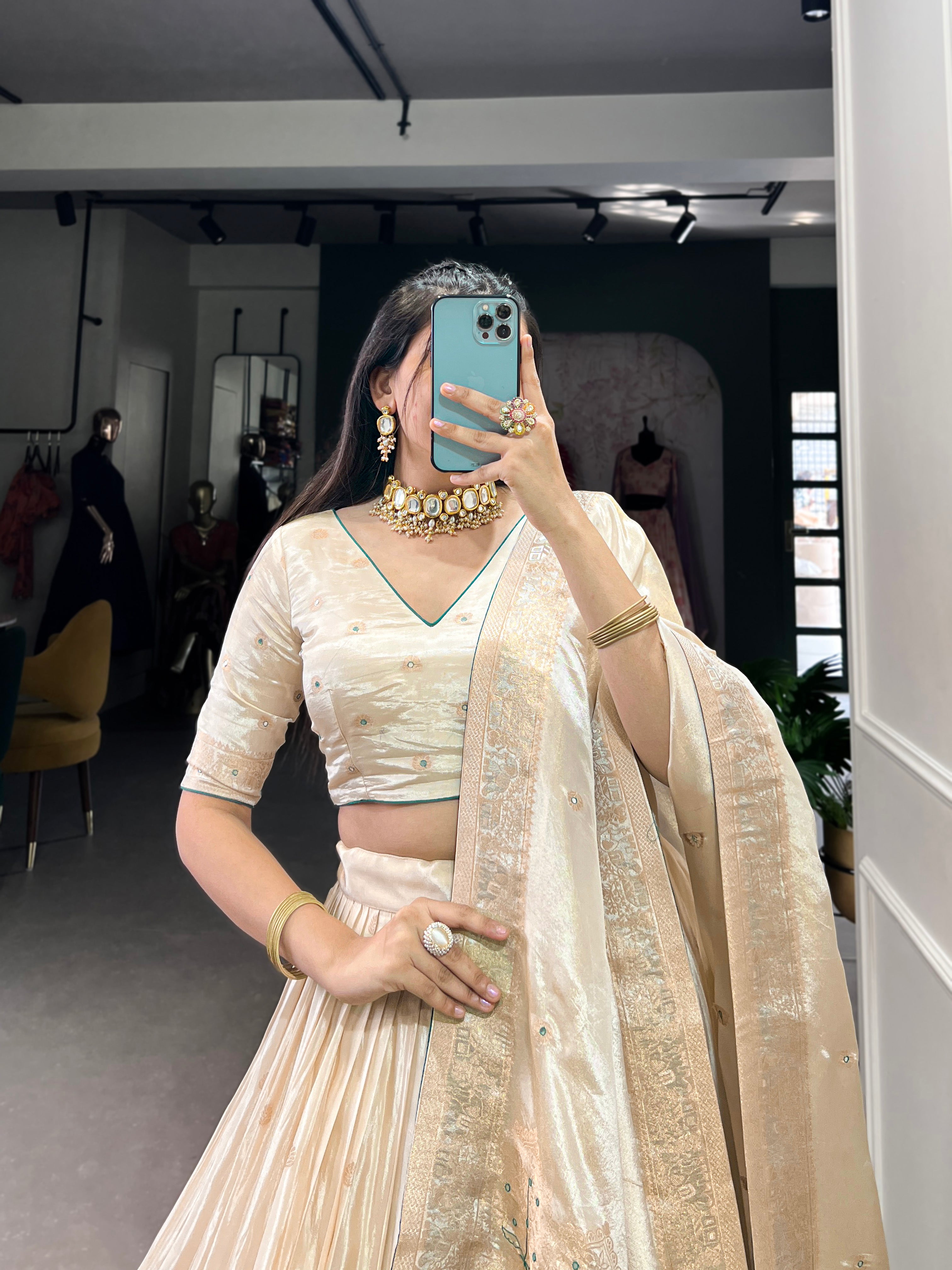 Elegant designer lehenga set with blouse and dupatta for weddings