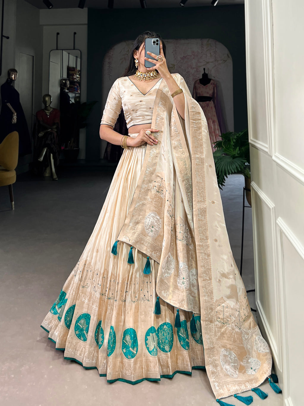Elegant designer lehenga set with blouse and dupatta for weddings