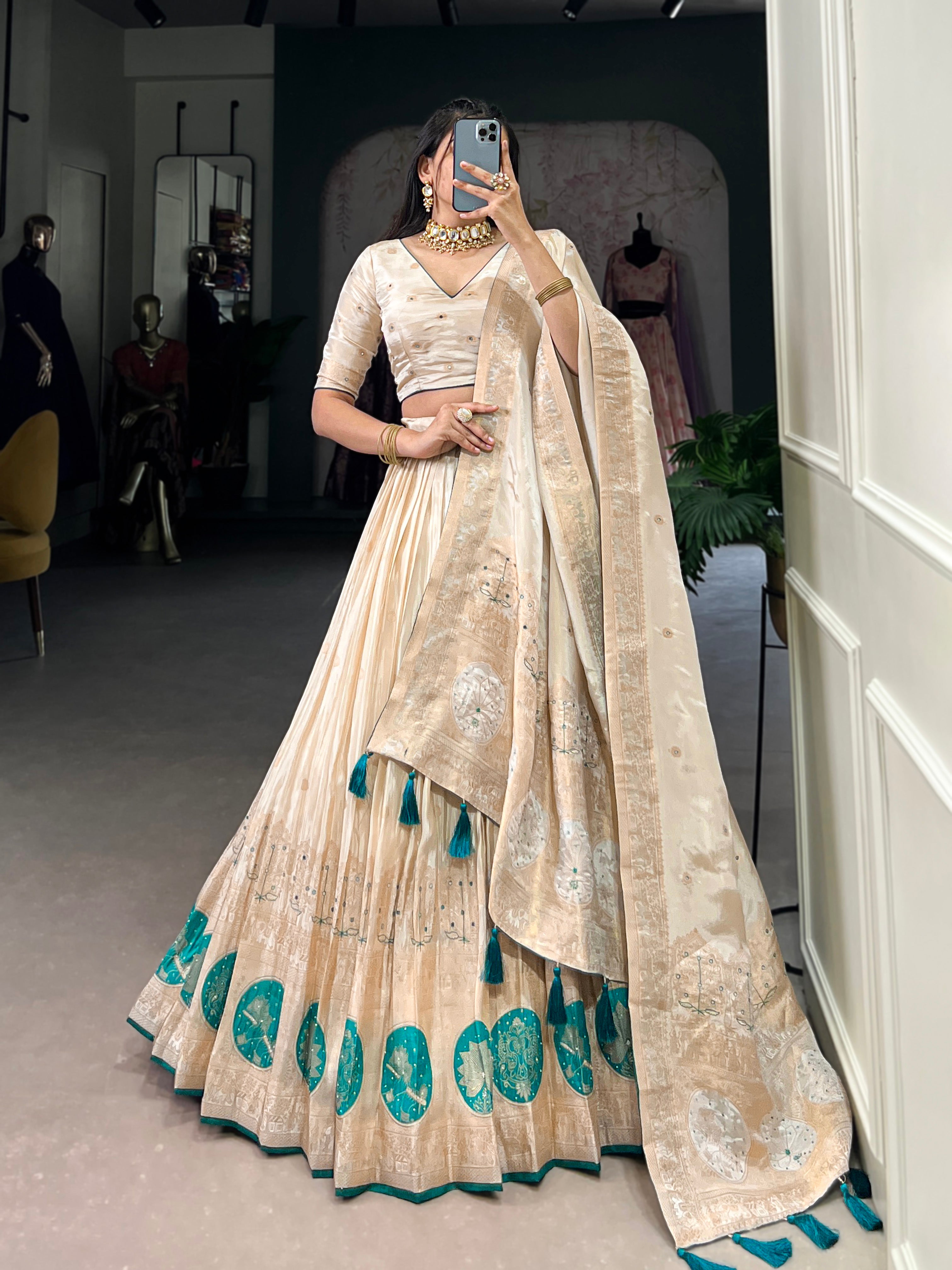 Elegant designer lehenga set with blouse and dupatta for weddings