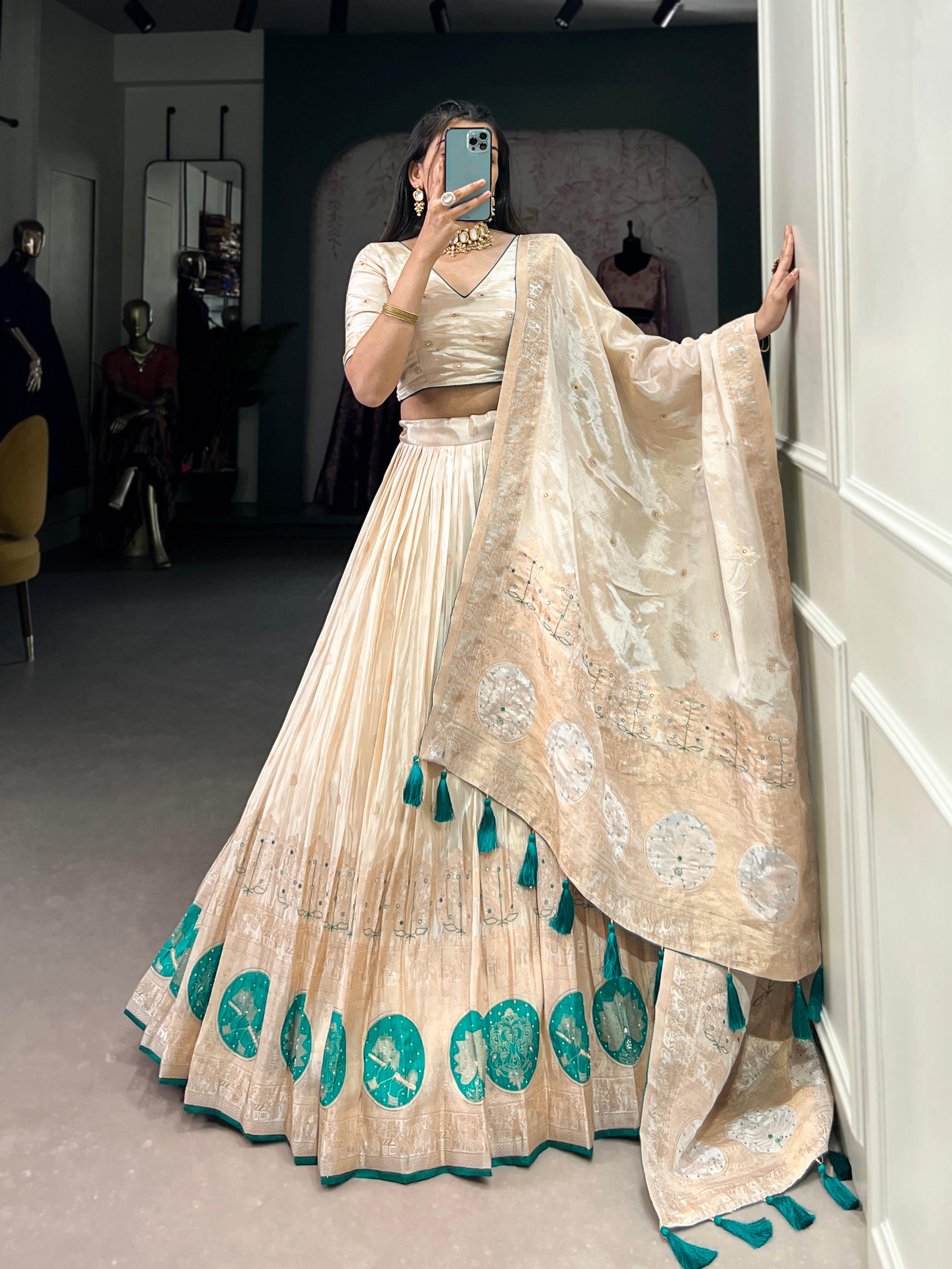 Elegant designer lehenga set with blouse and dupatta for weddings