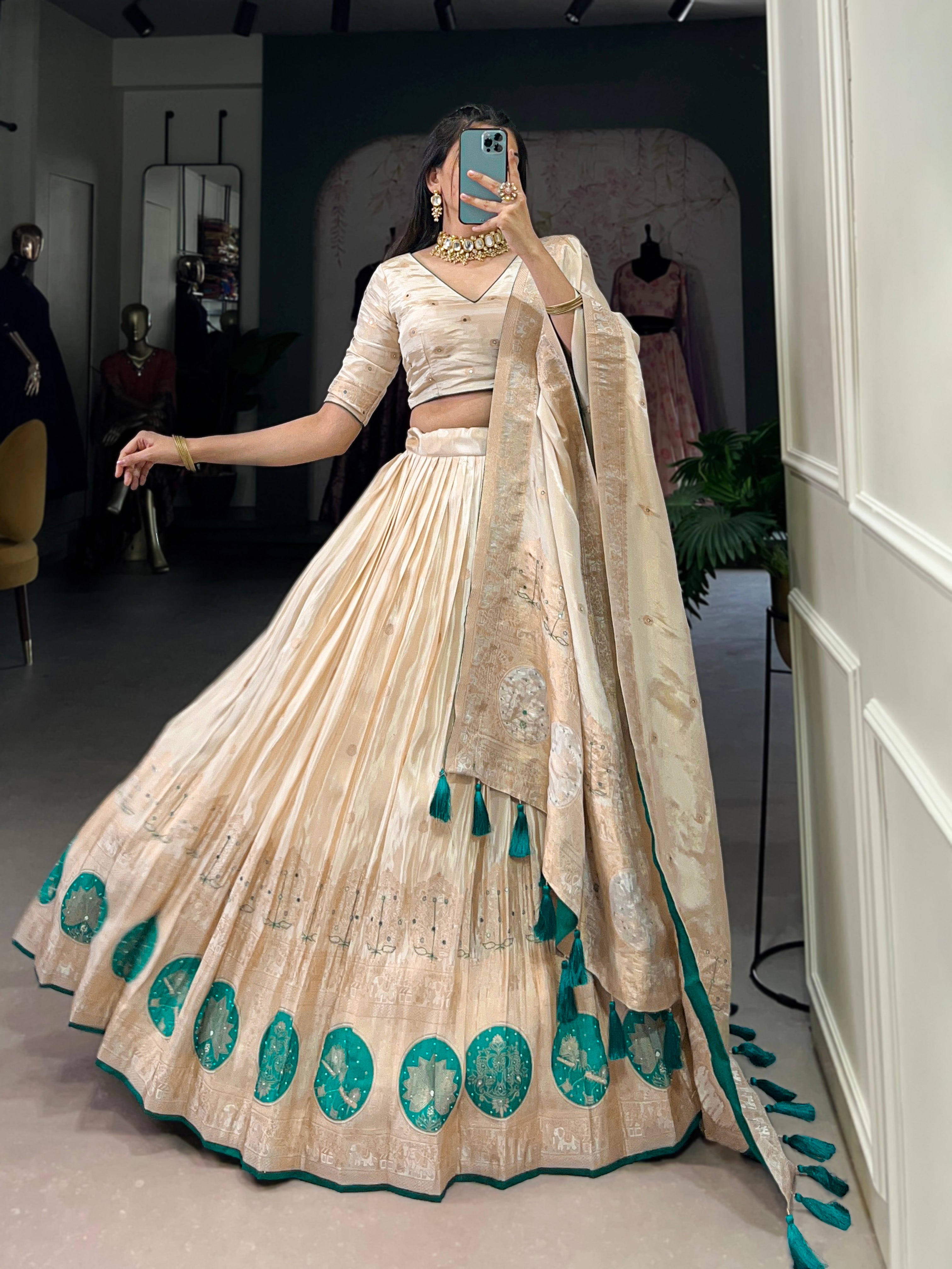 Elegant designer lehenga set with blouse and dupatta for weddings