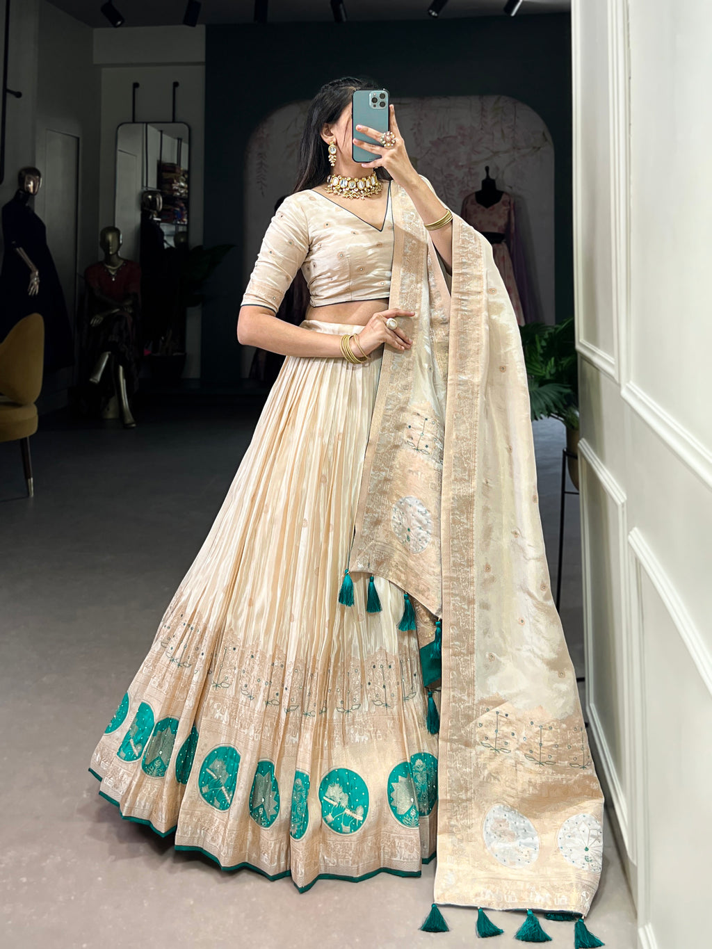 Elegant designer lehenga set with blouse and dupatta for weddings