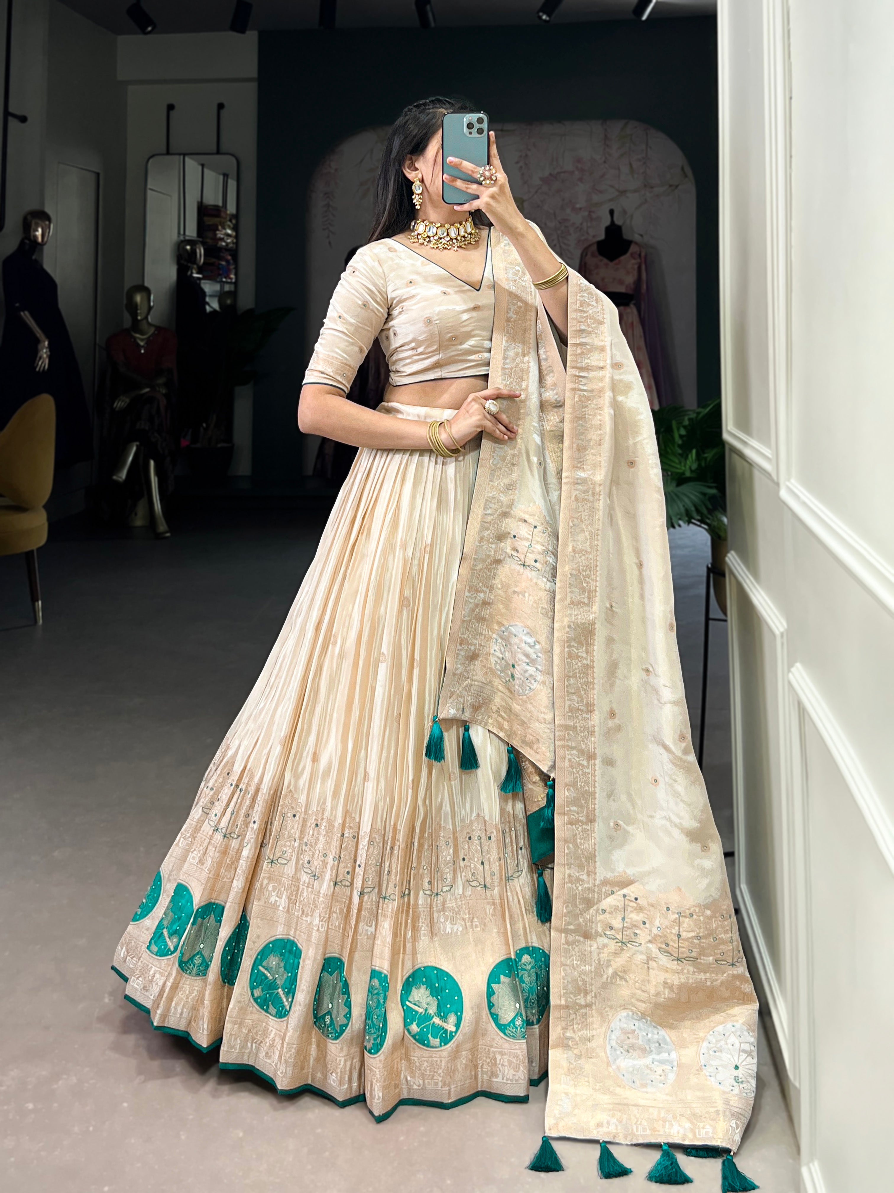 Elegant designer lehenga set with blouse and dupatta for weddings
