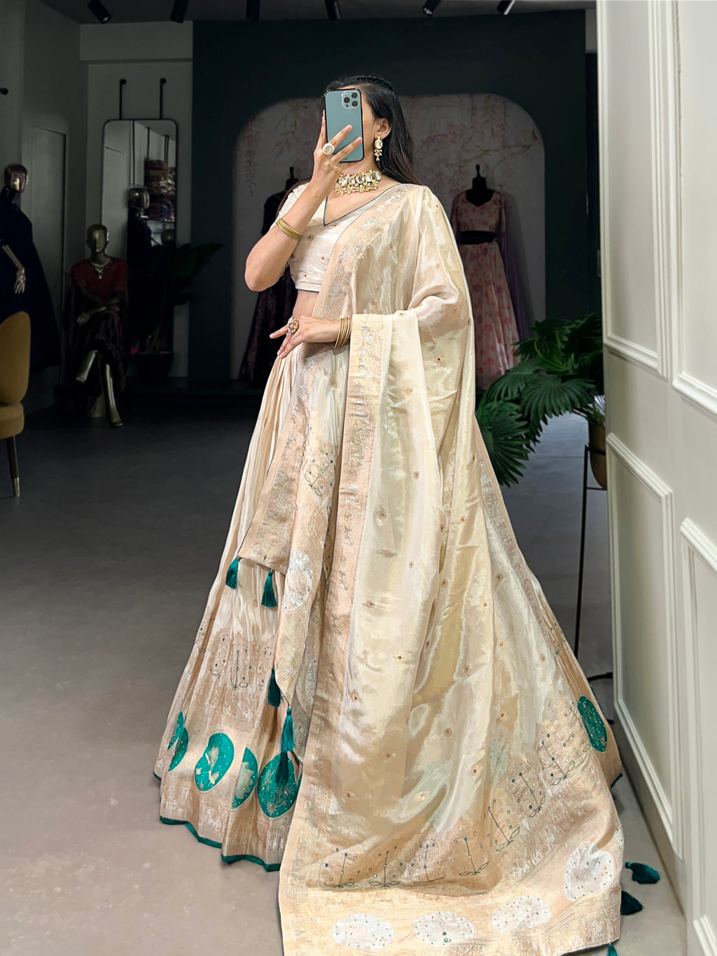 Elegant designer lehenga set with blouse and dupatta for weddings
