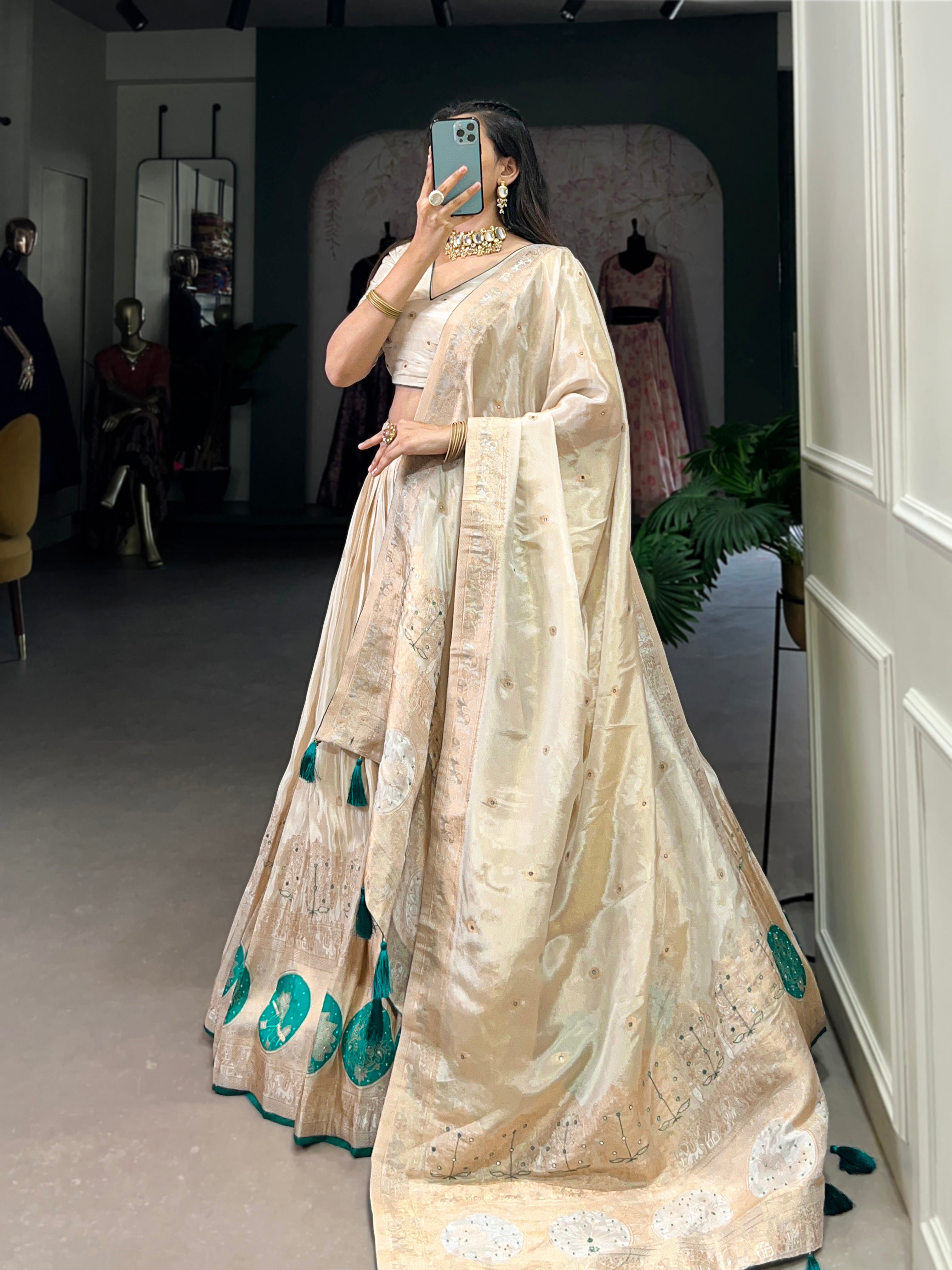 Elegant designer lehenga set with blouse and dupatta for weddings