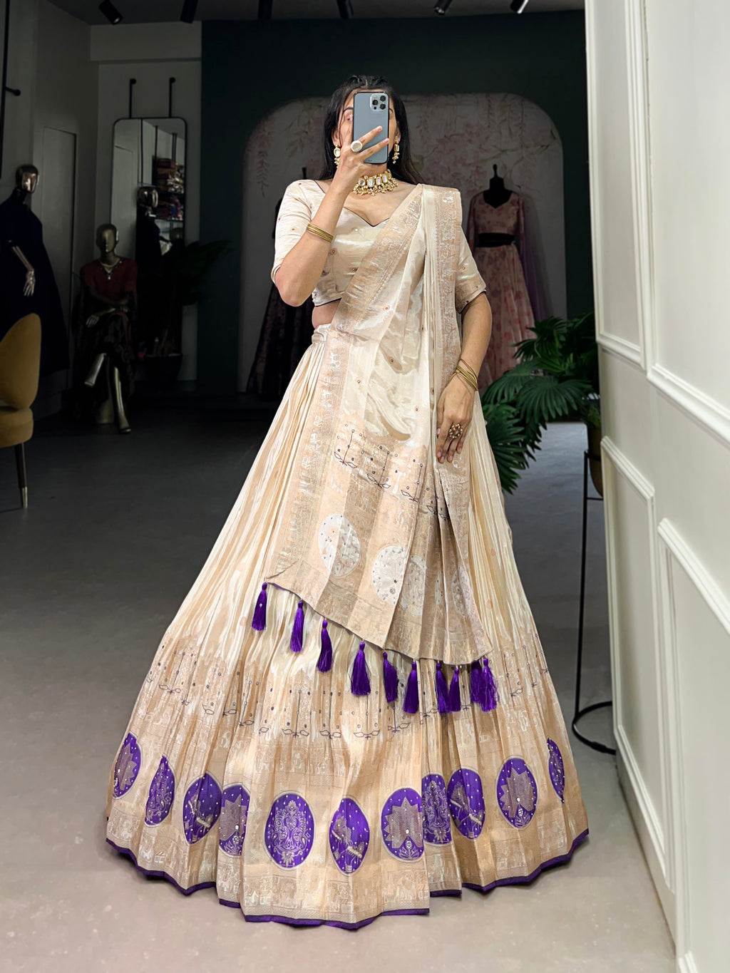 Elegant designer lehenga set with blouse and dupatta for weddings