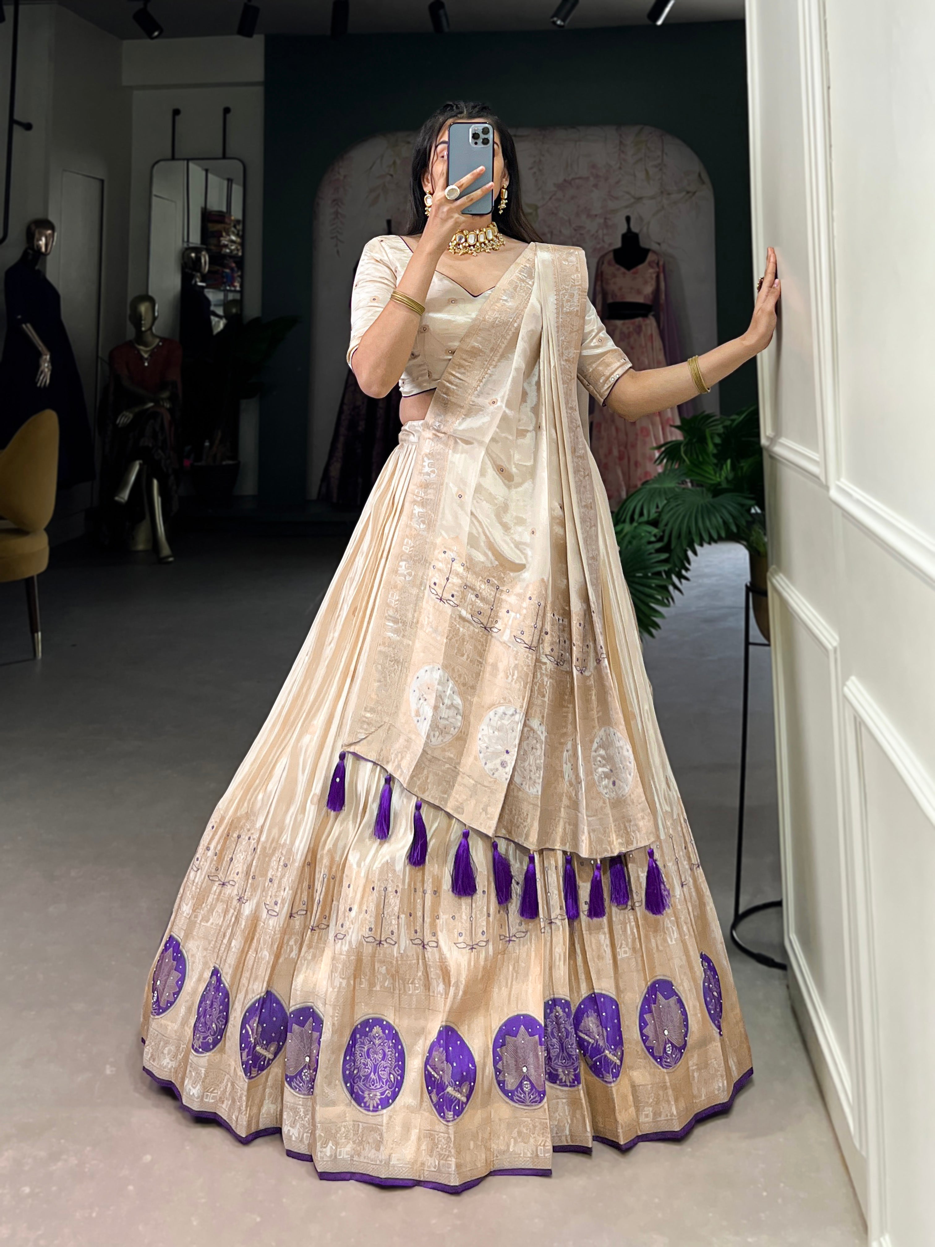 Elegant designer lehenga set with blouse and dupatta for weddings